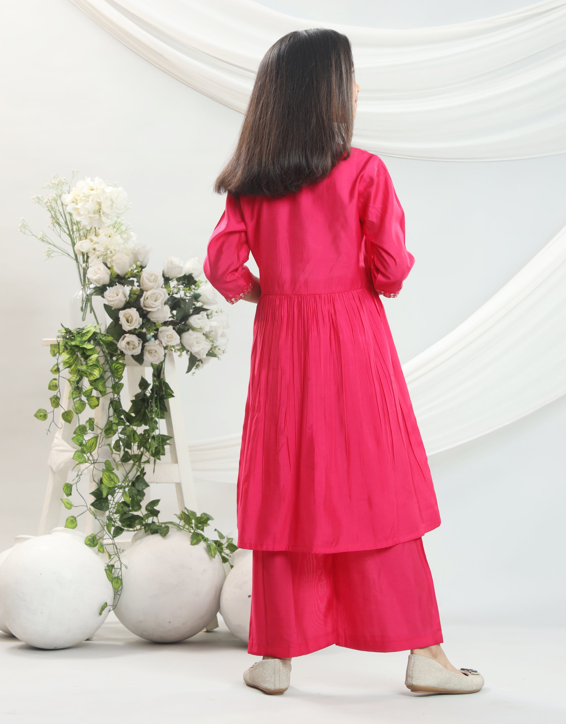 Misbis Girl's Embroidery Kurta Plazzo And Dupatta Set