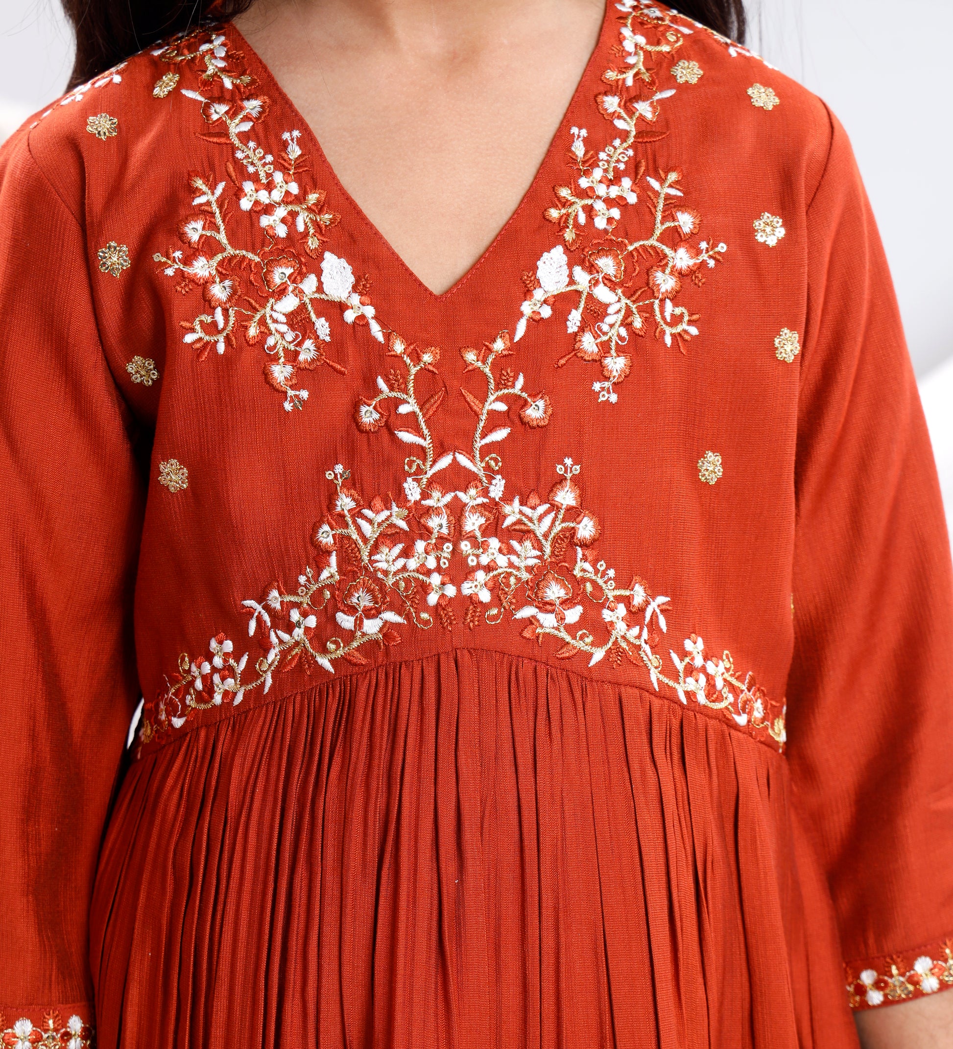 Misbis Girl's Embroidery Kurta Plazzo And Dupatta Set
