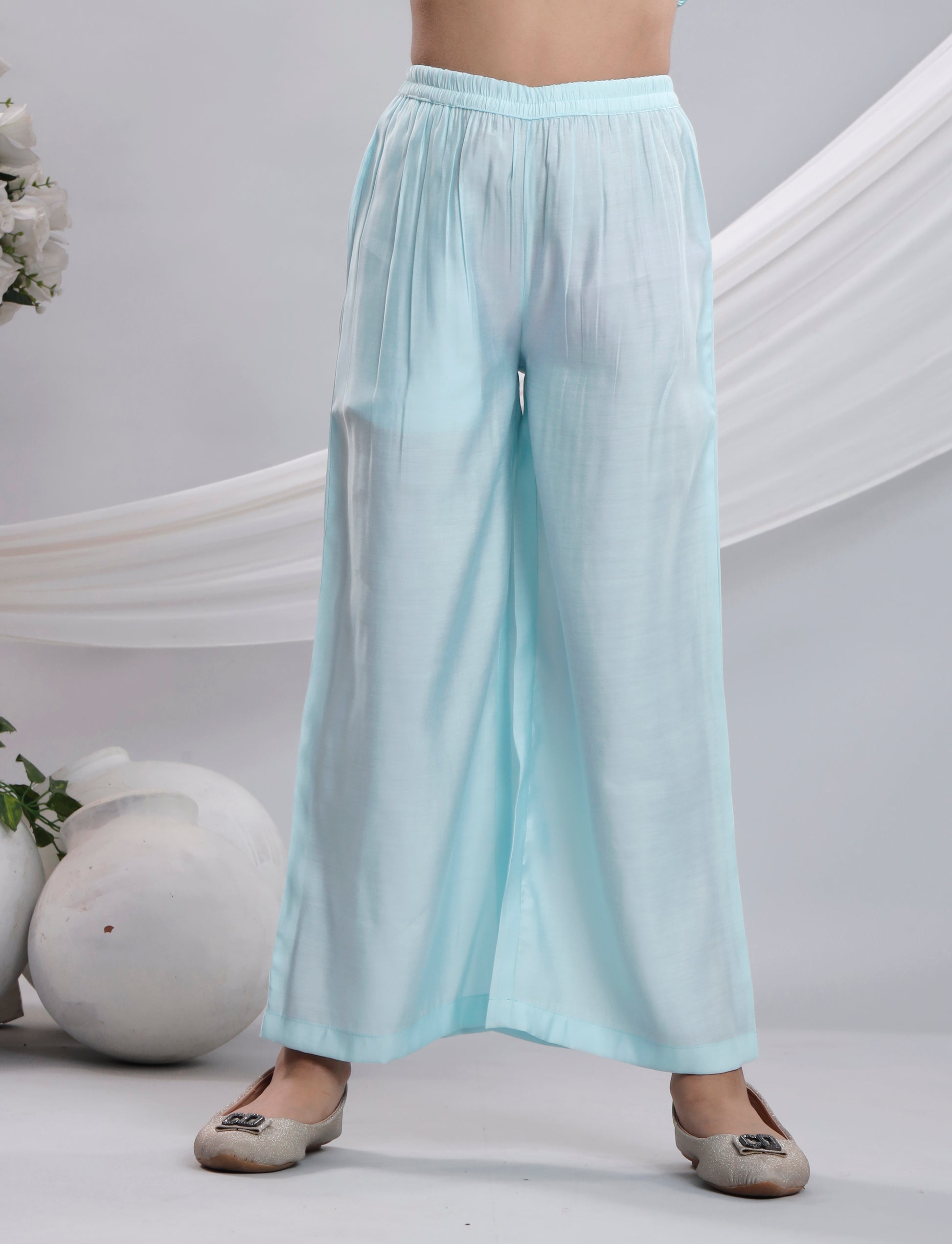 Misbis Girl's Embroidery Kurta Plazzo And Dupatta Set