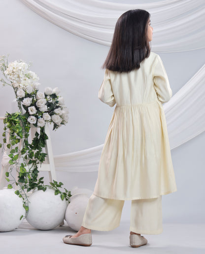 Misbis Girl's Embroidery Kurta Plazzo And Dupatta Set
