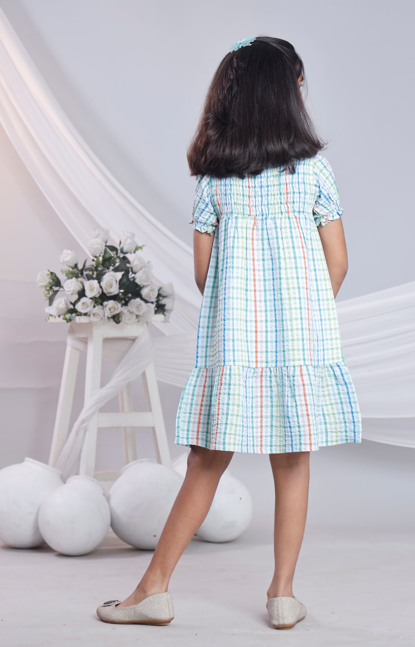 Misbis Check Print Summer Soft Stylish Dress