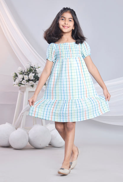 Misbis Check Print Summer Soft Stylish Dress