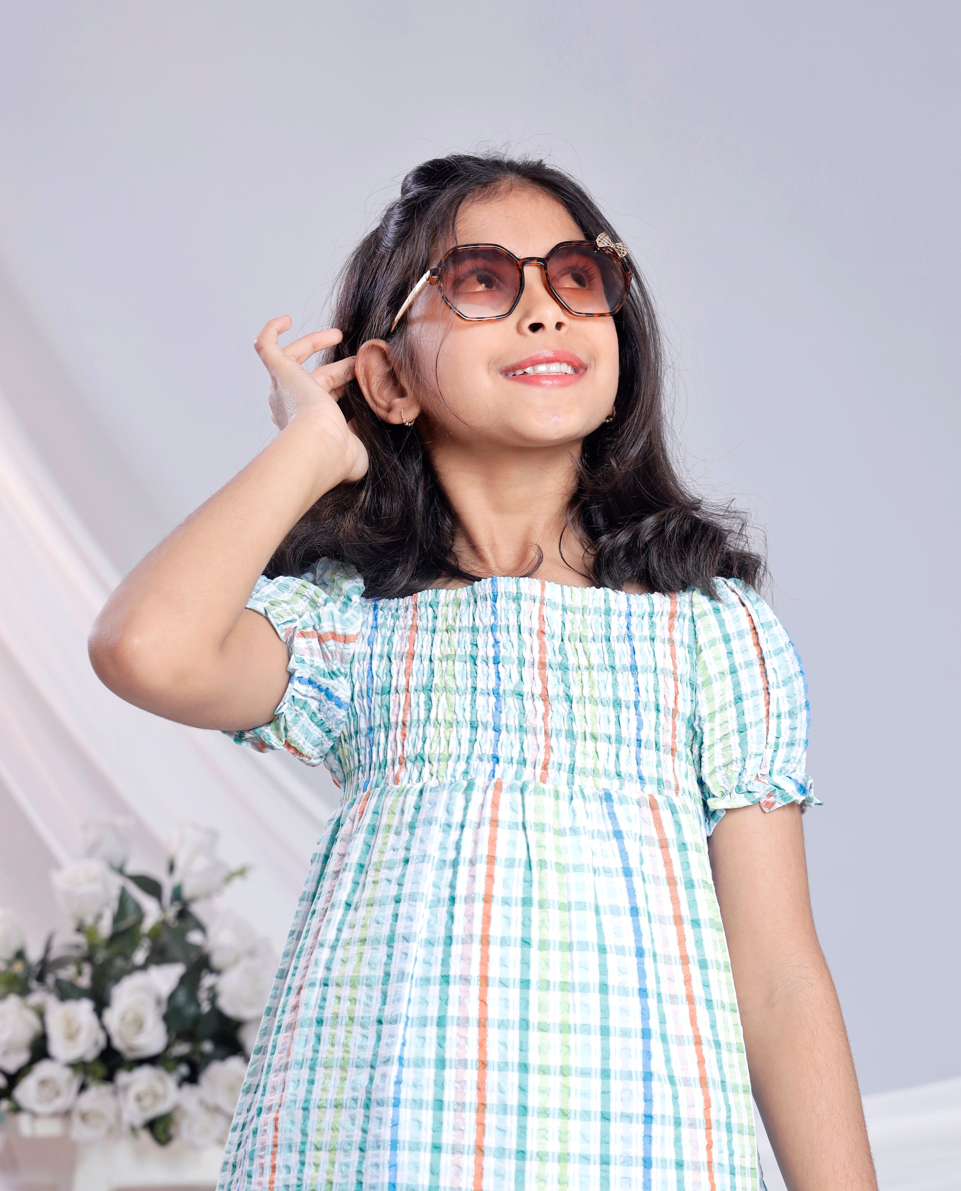 Misbis Check Print Summer Soft Stylish Dress