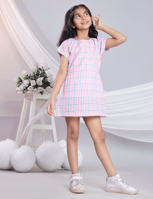 Misbis Check Print Summer Soft Stylish Dress