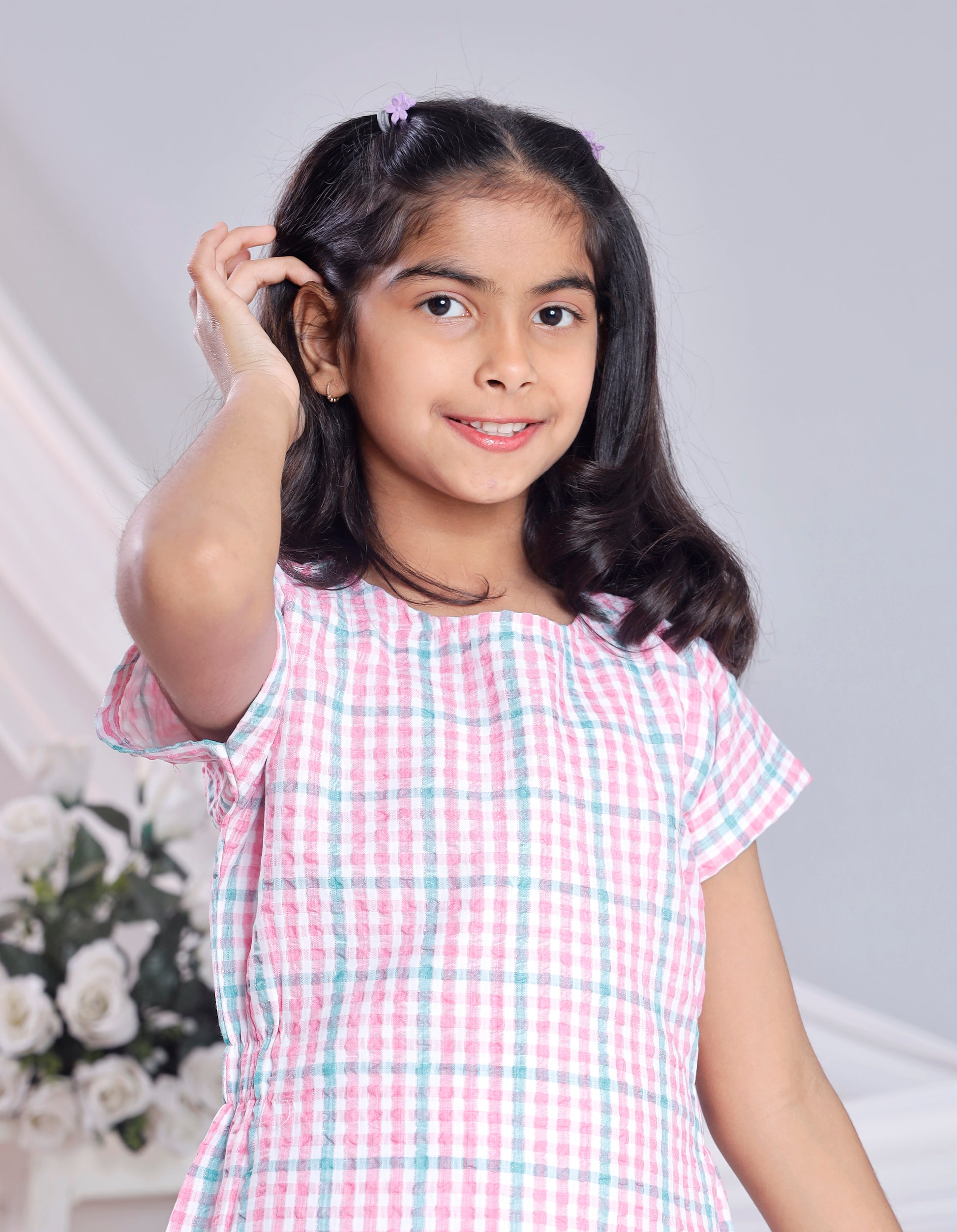 Misbis Check Print Summer Soft Stylish Dress