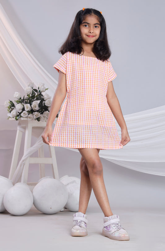 Misbis Check Print Summer Soft Stylish Dress