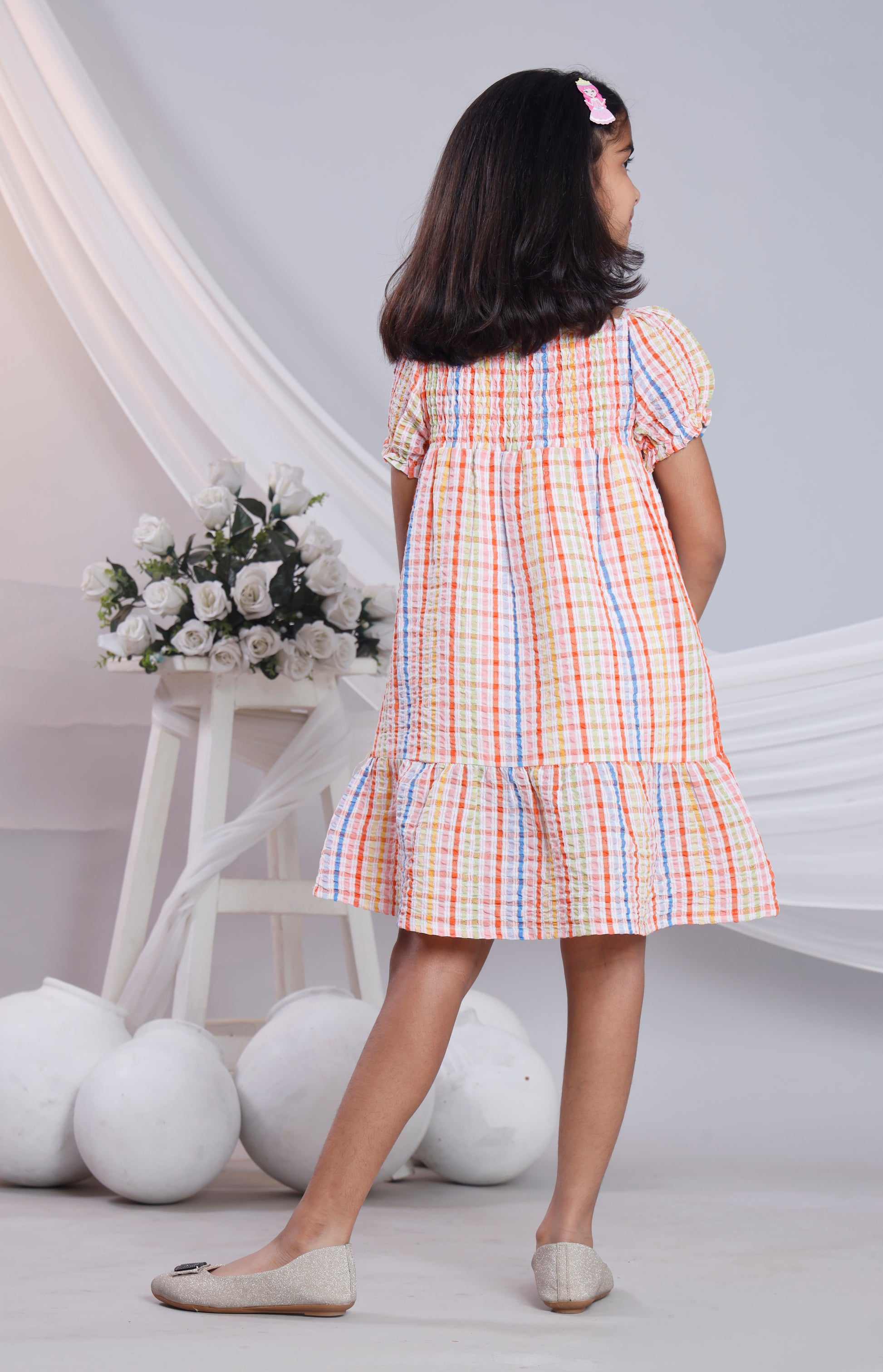 Misbis Check Print Summer Soft Stylish Dress