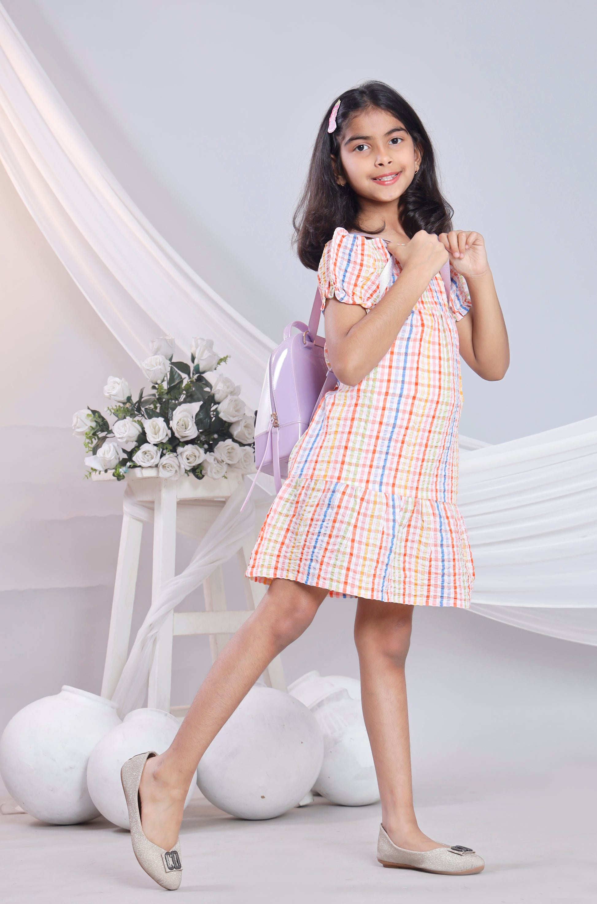 Misbis Check Print Summer Soft Stylish Dress