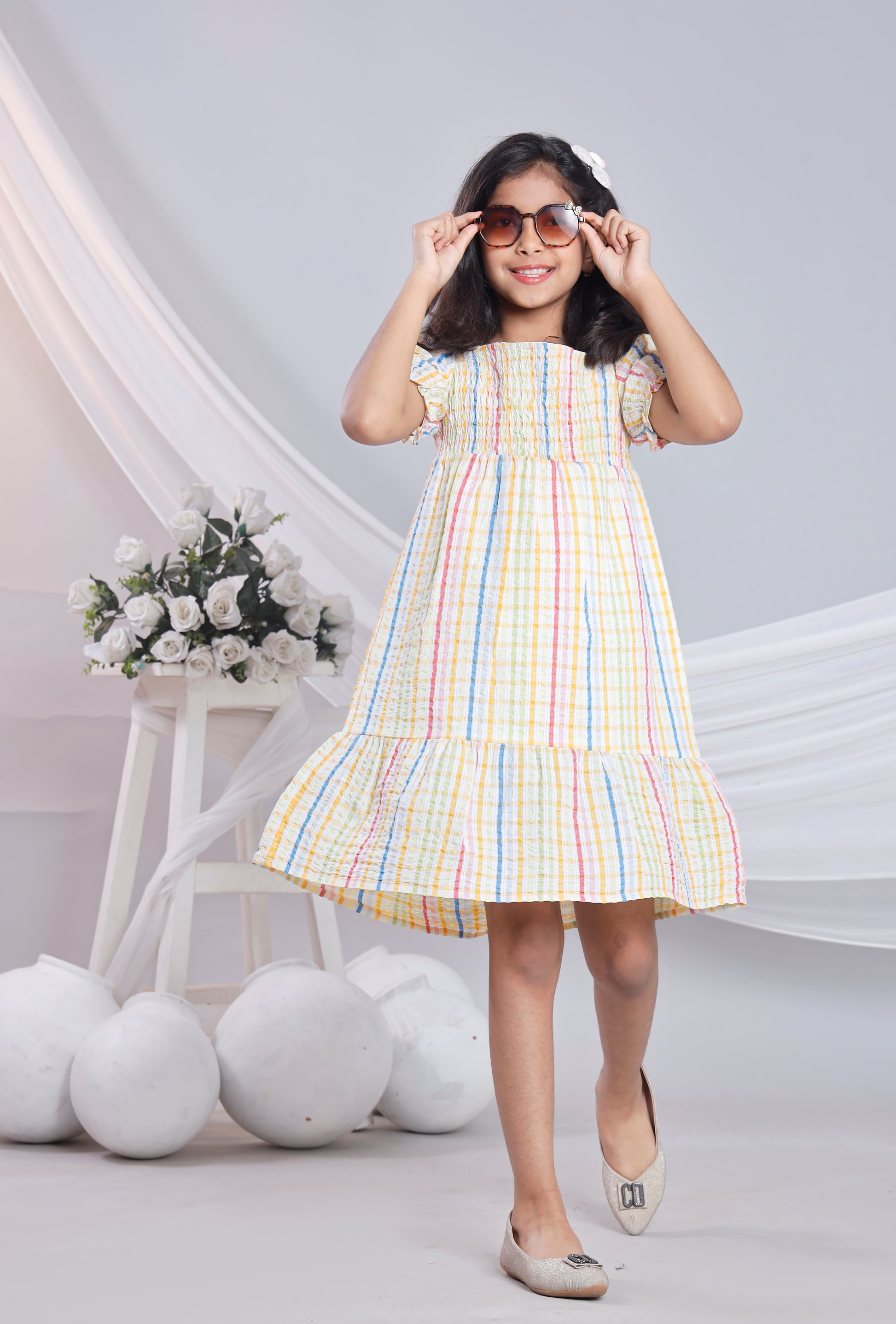 Misbis Check Print Summer Soft Stylish Dress