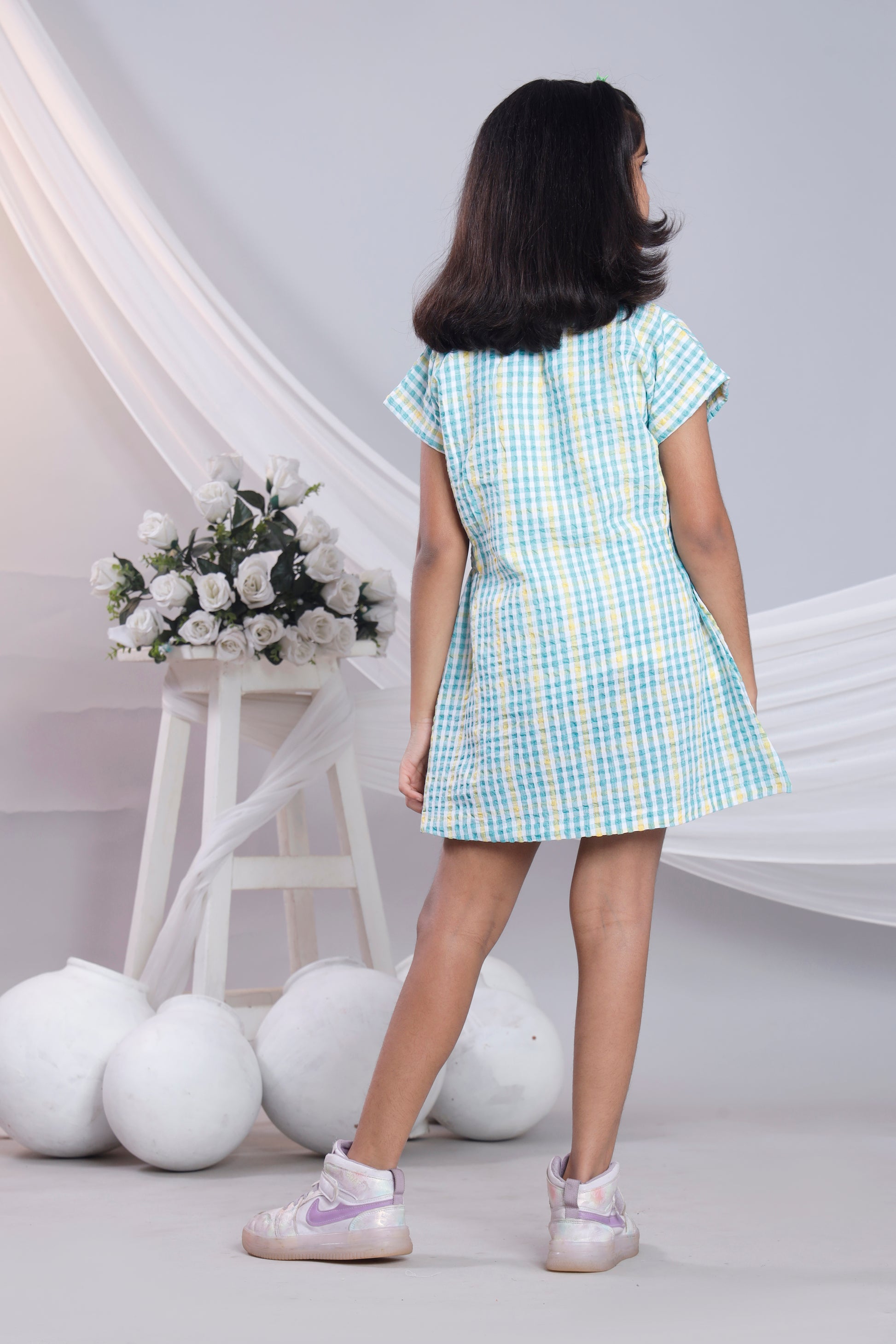 Misbis Check Print Summer Soft Stylish Dress