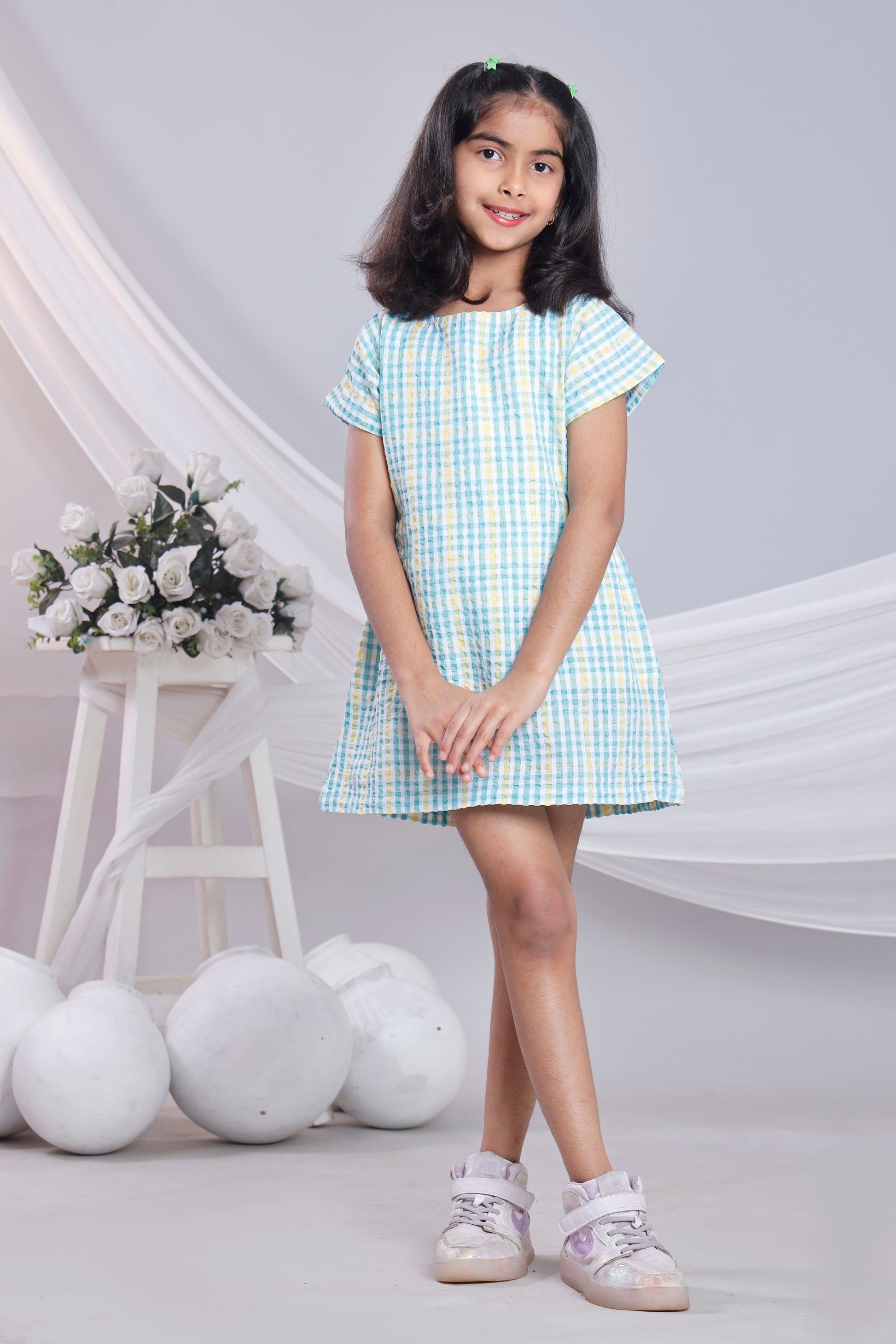 Misbis Check Print Summer Soft Stylish Dress