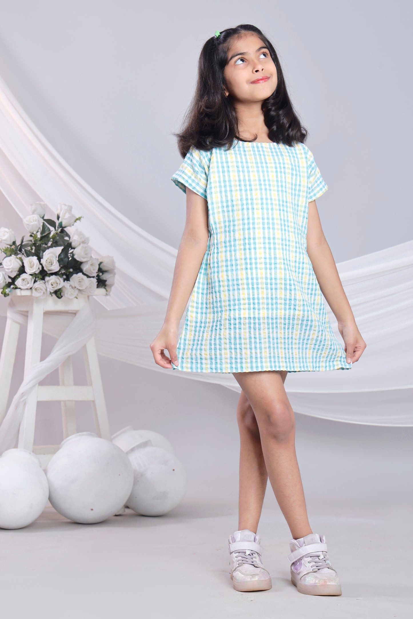 Misbis Check Print Summer Soft Stylish Dress