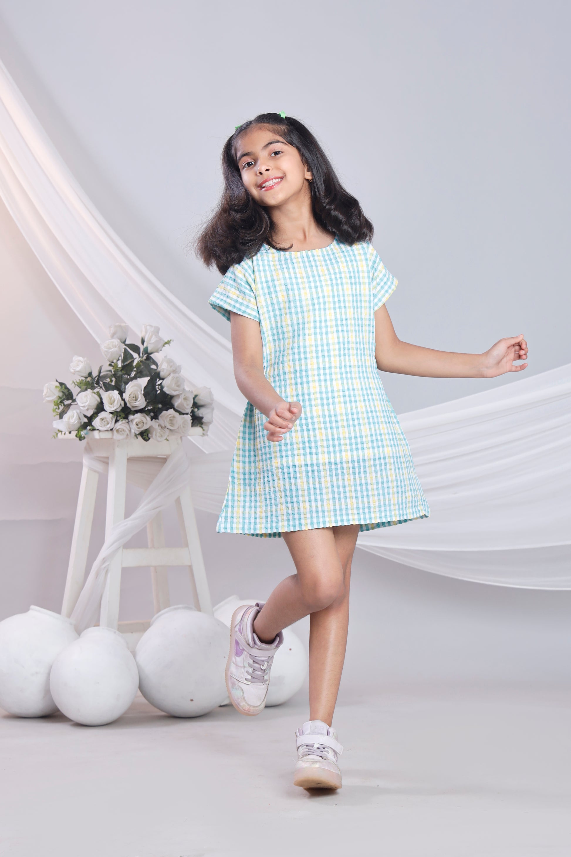 Misbis Check Print Summer Soft Stylish Dress