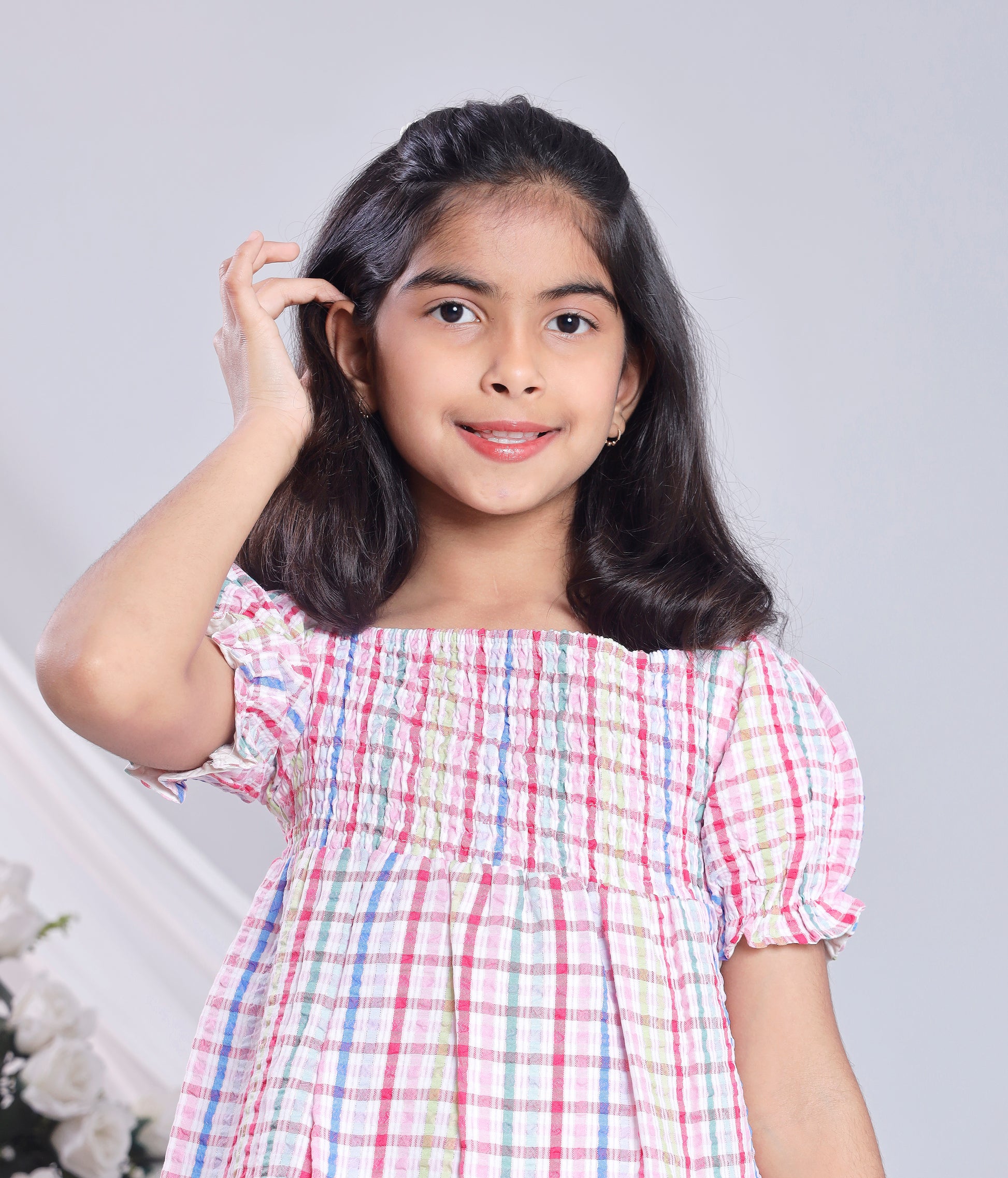 Misbis Check Print Summer Soft Stylish Dress