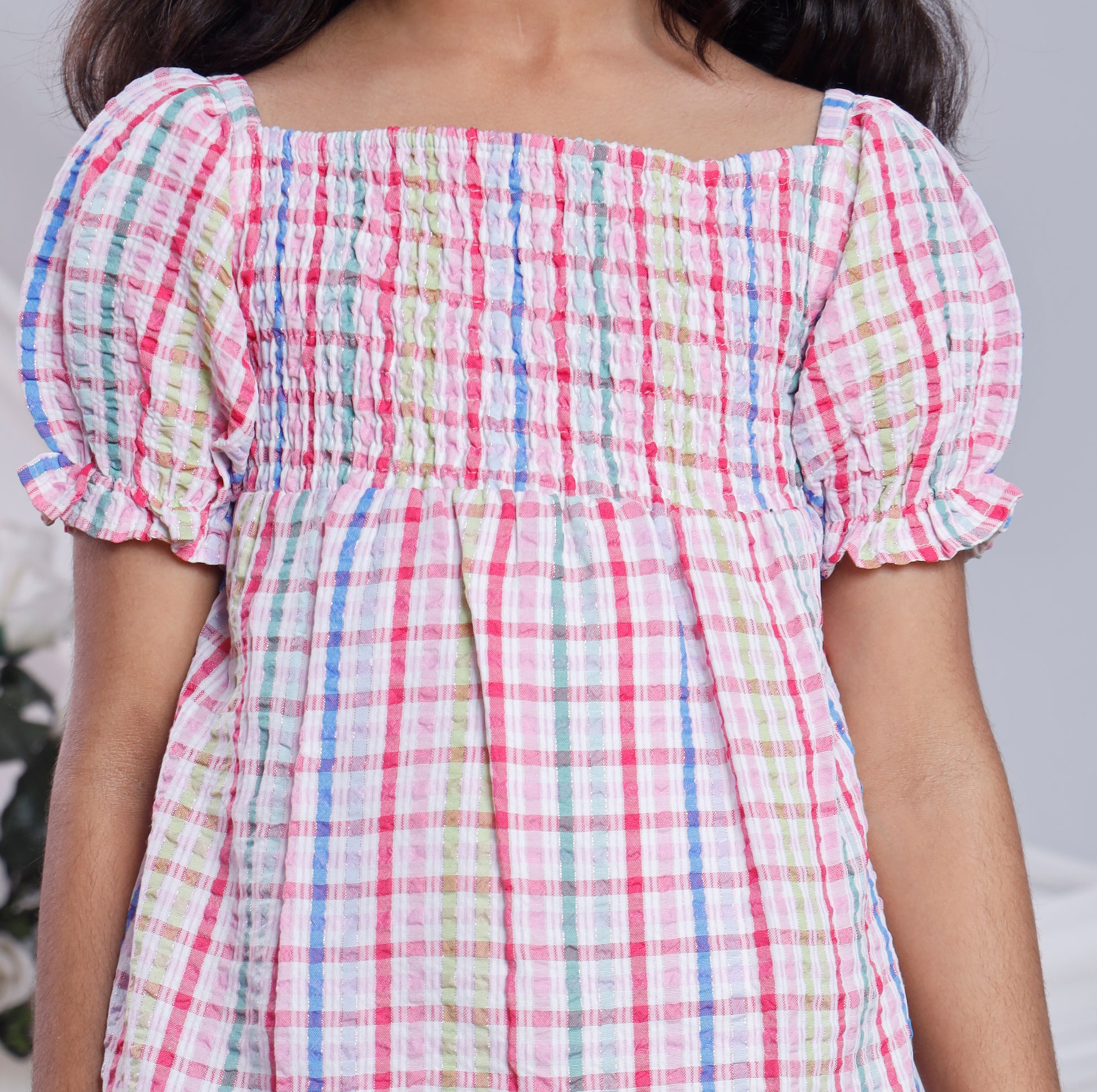 Misbis Check Print Summer Soft Stylish Dress