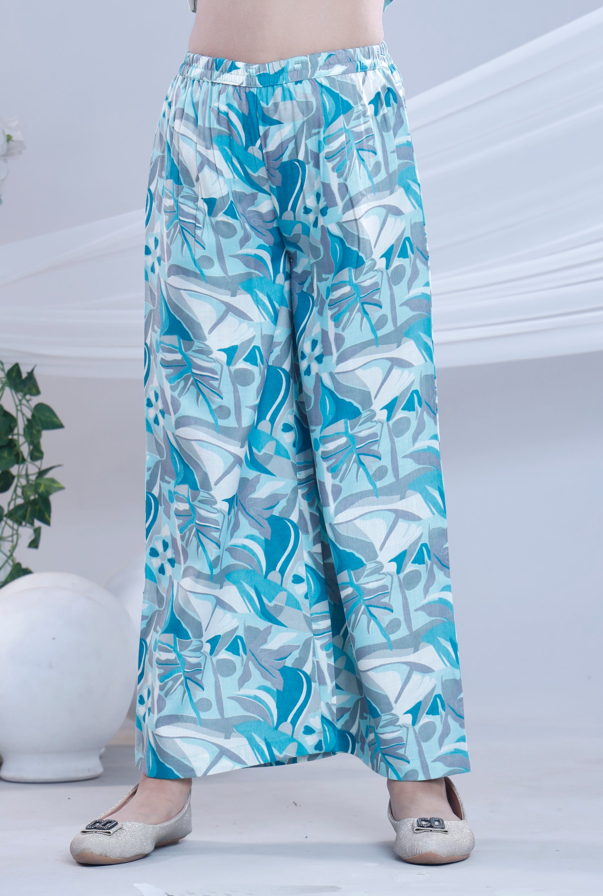 Misbis Girl's Printed Blue Co-ord Set