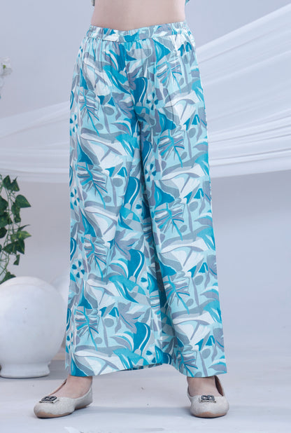 Misbis Girl's Printed Blue Co-ord Set