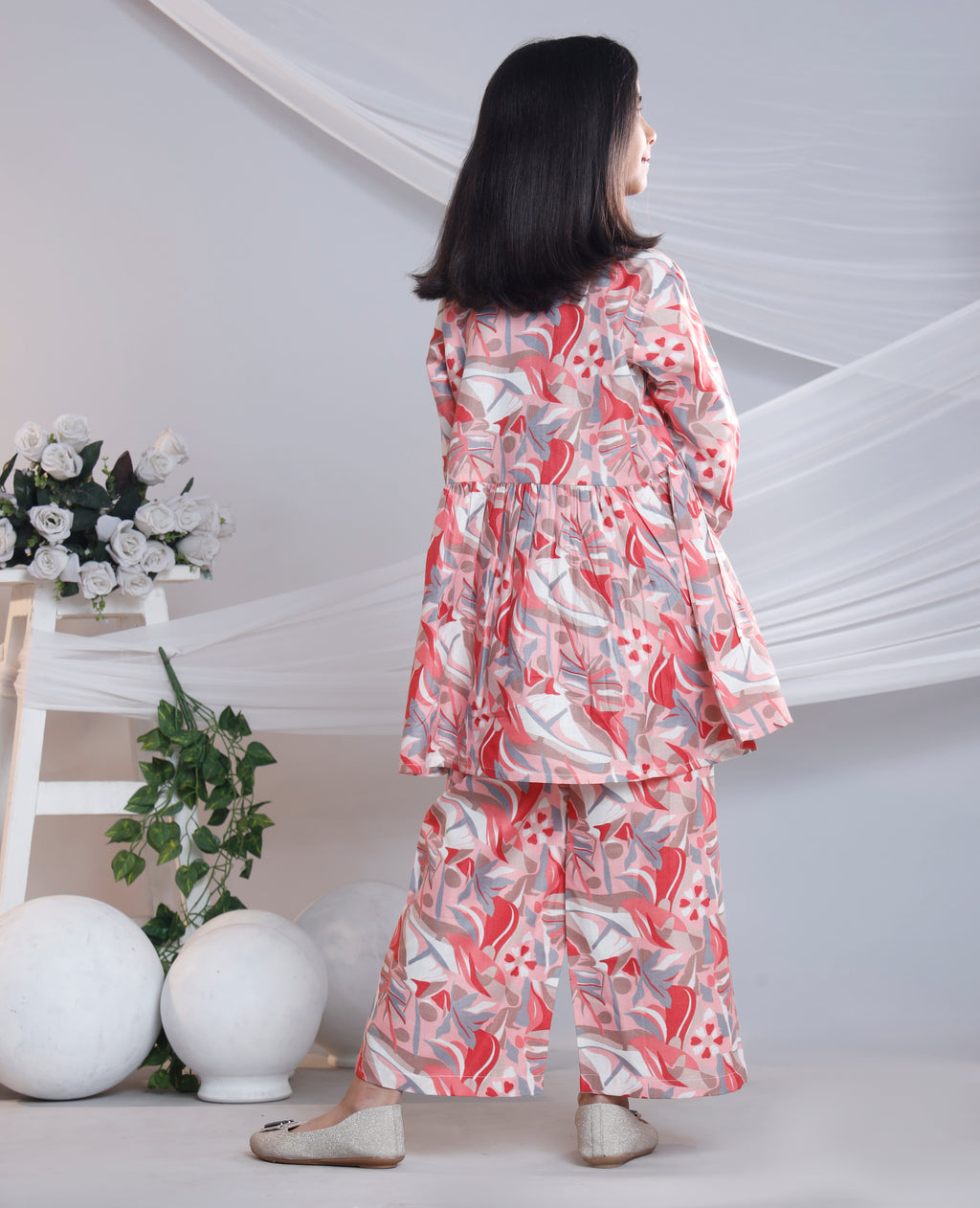 Misbis Girl's Printed Red Co-ord Set
