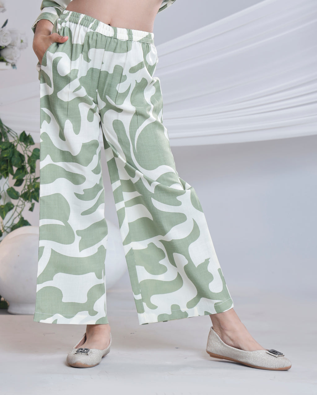 Misbis Girl's Printed Green Co-ord Set