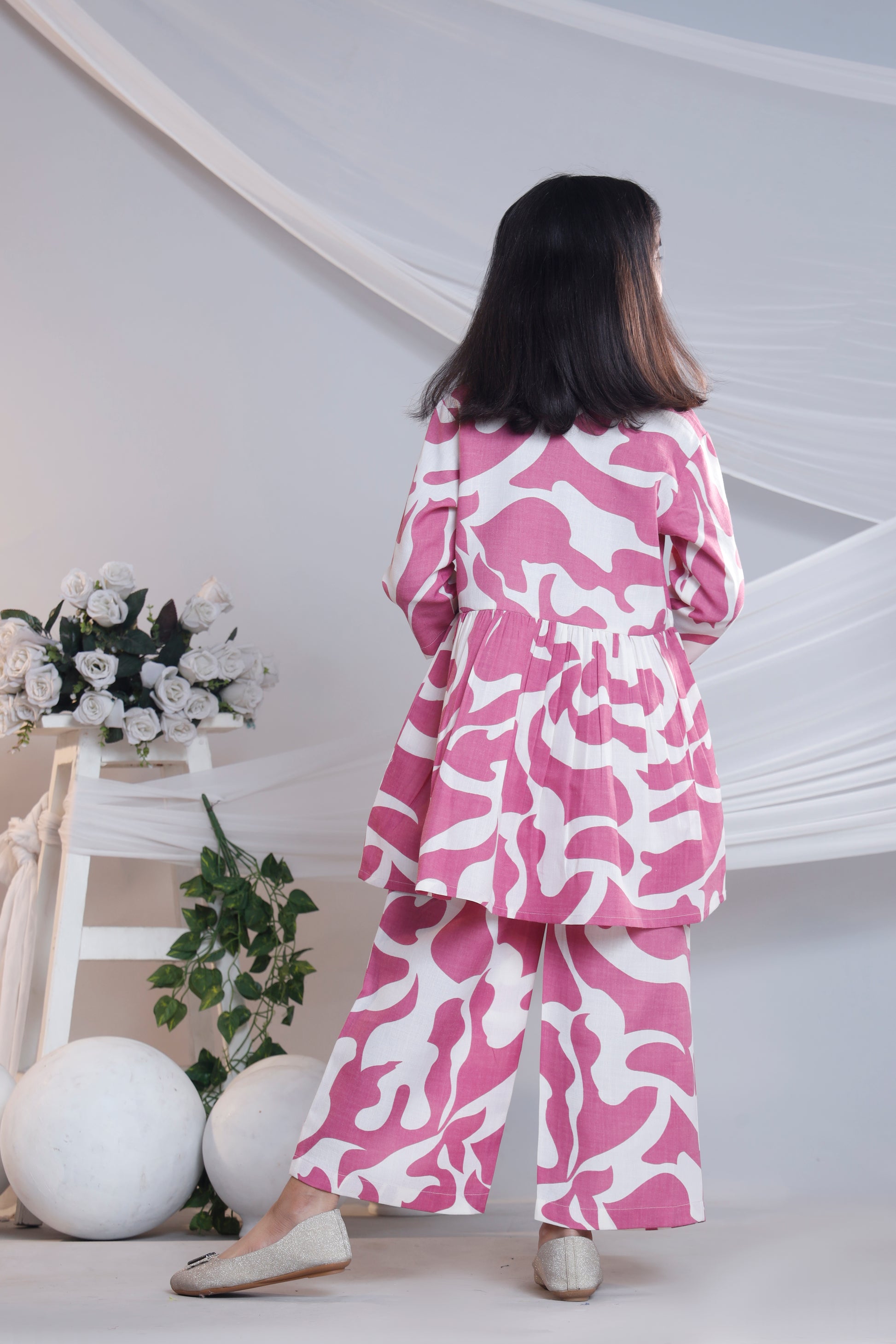 Misbis Girl's Printed Pink Co-ord Set