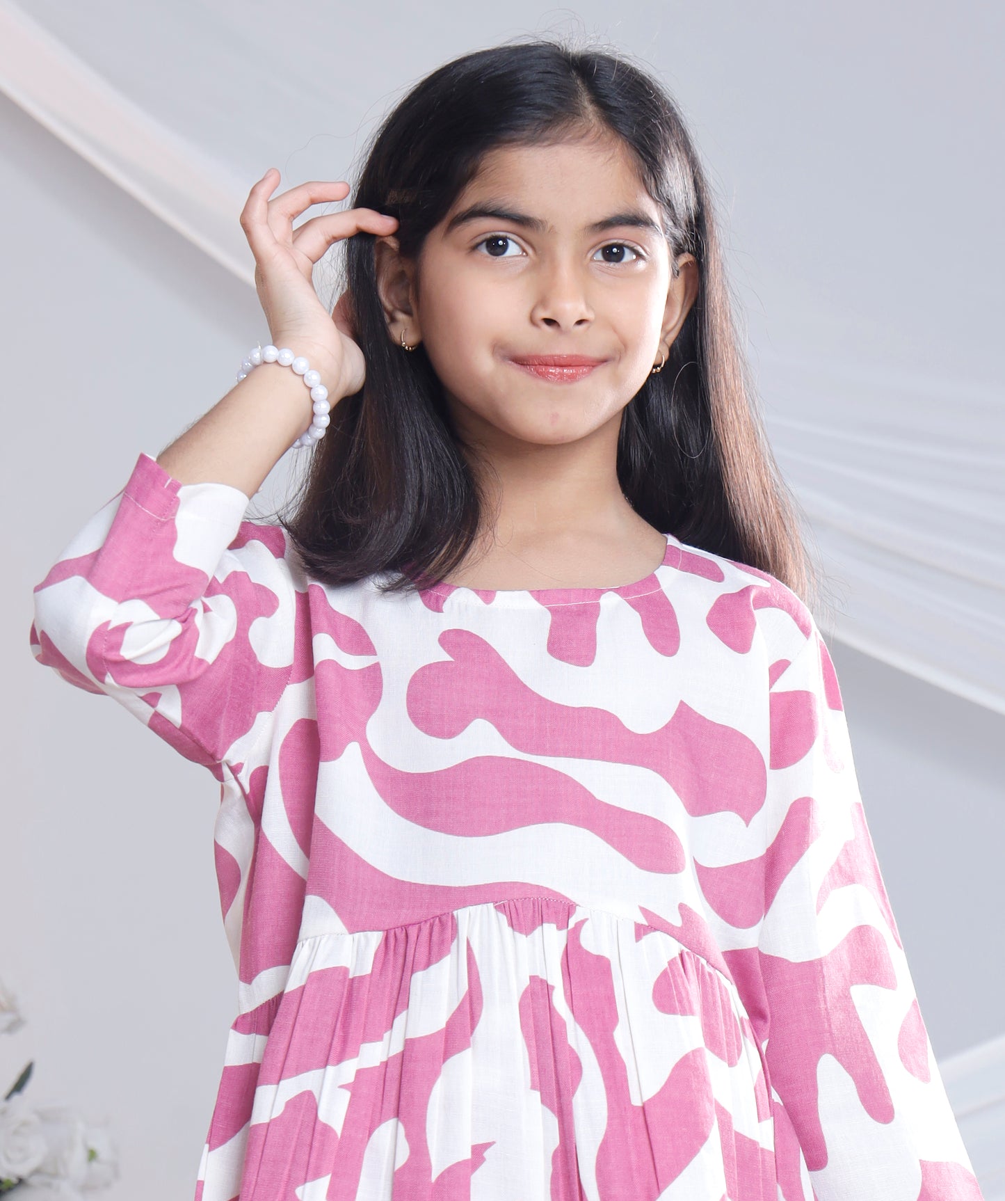 Misbis Girl's Printed Pink Co-ord Set