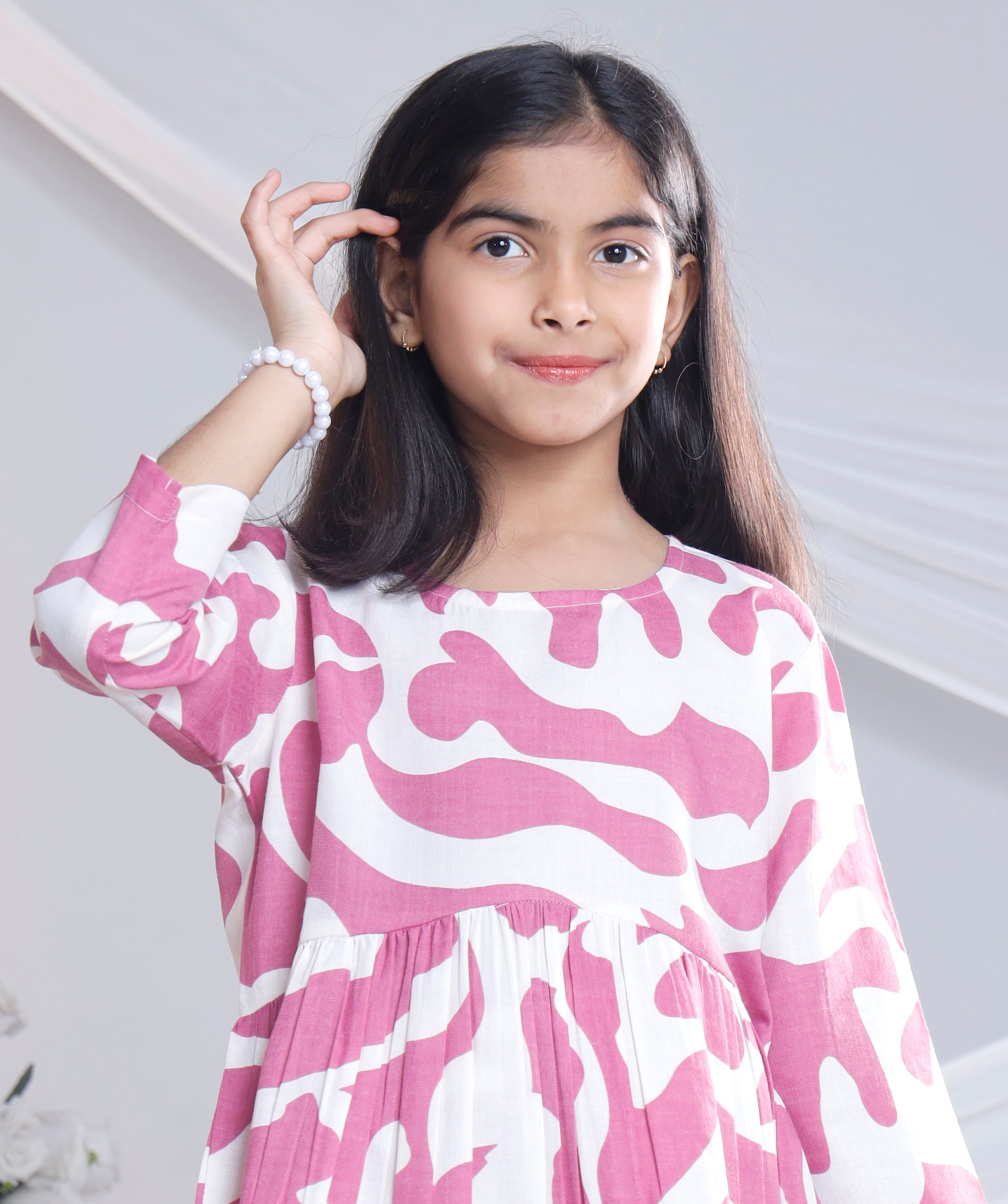 Misbis Girl's Printed Pink Co-ord Set