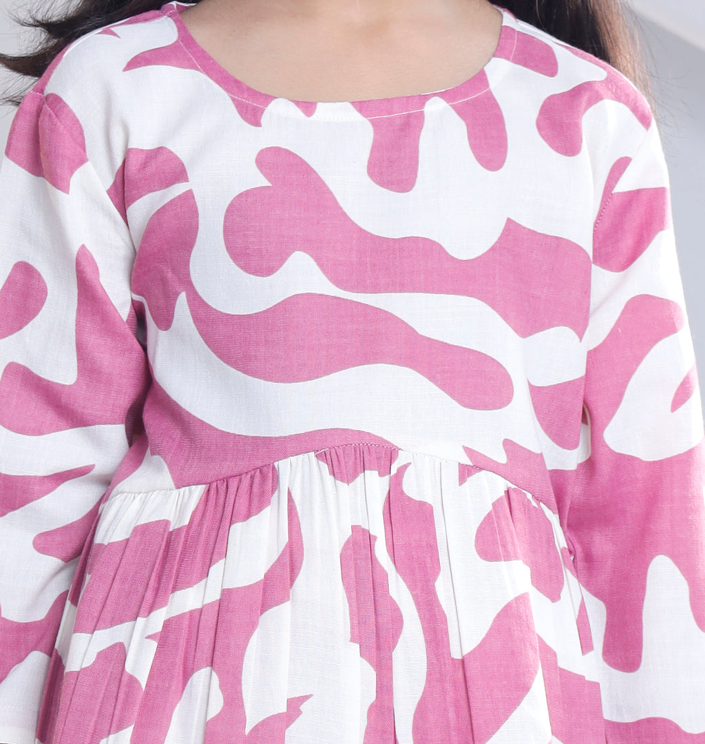 Misbis Girl's Printed Pink Co-ord Set