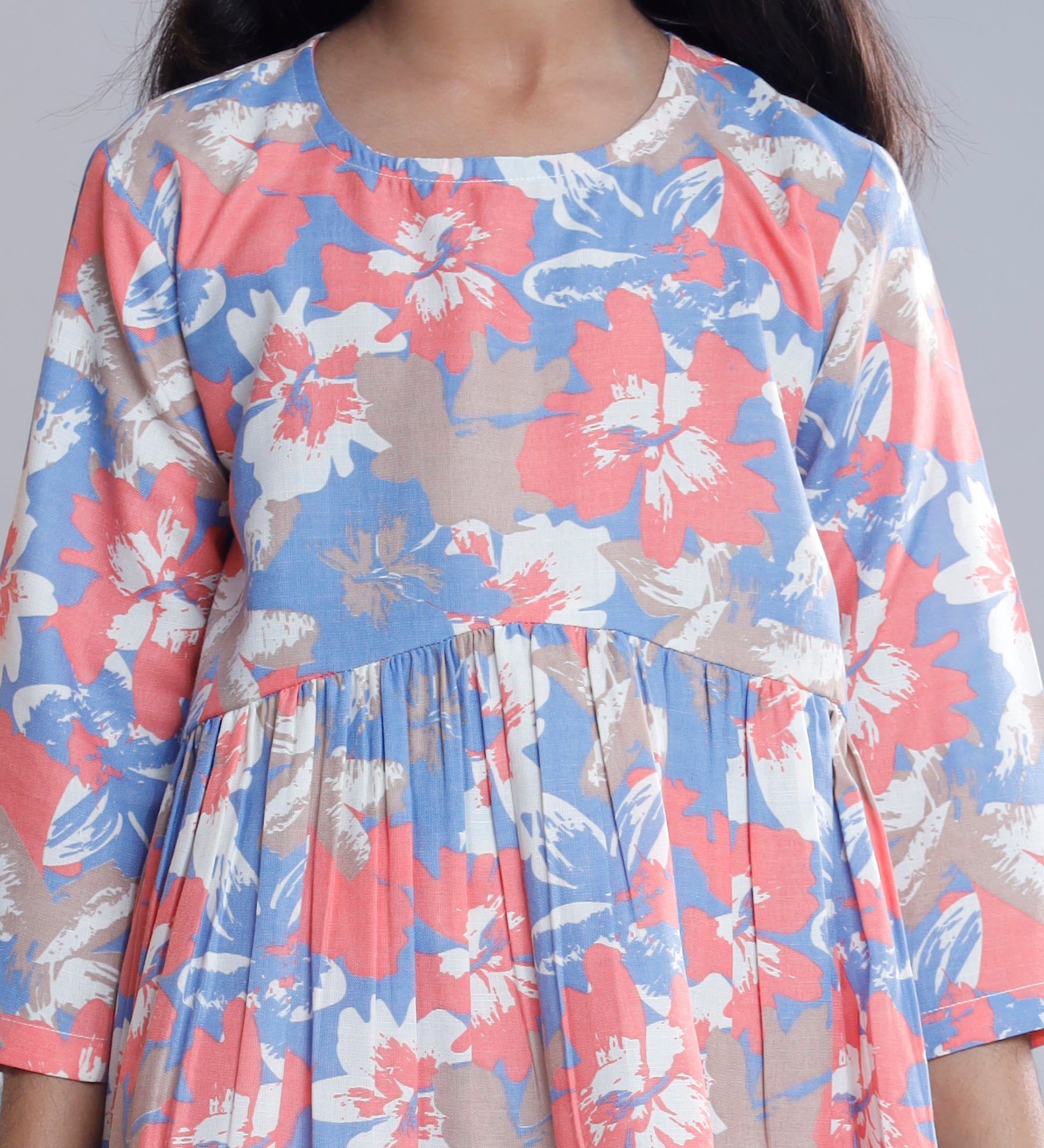 Misbis Girl's Printed Peach Co-ord Set