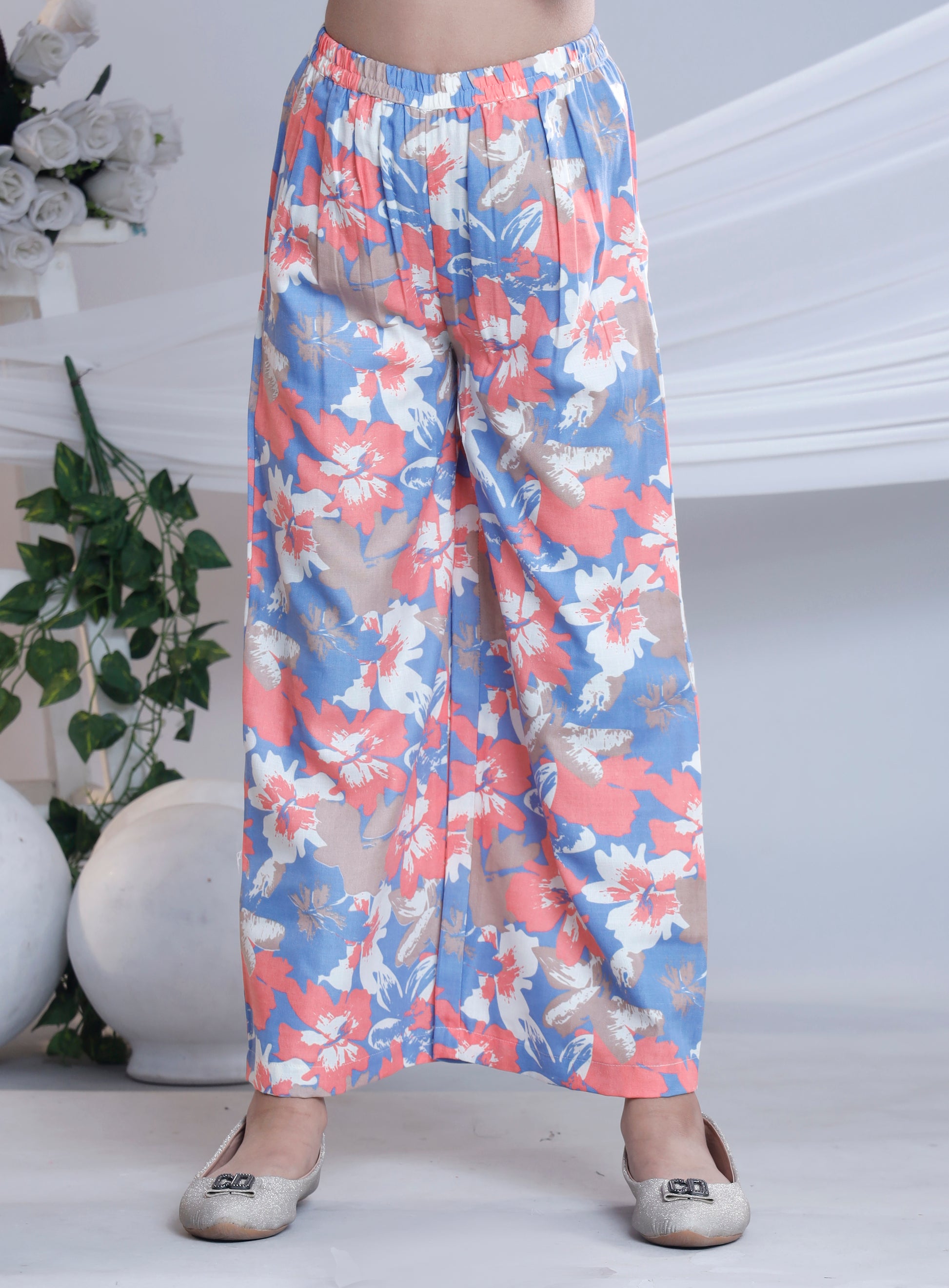 Misbis Girl's Printed Peach Co-ord Set