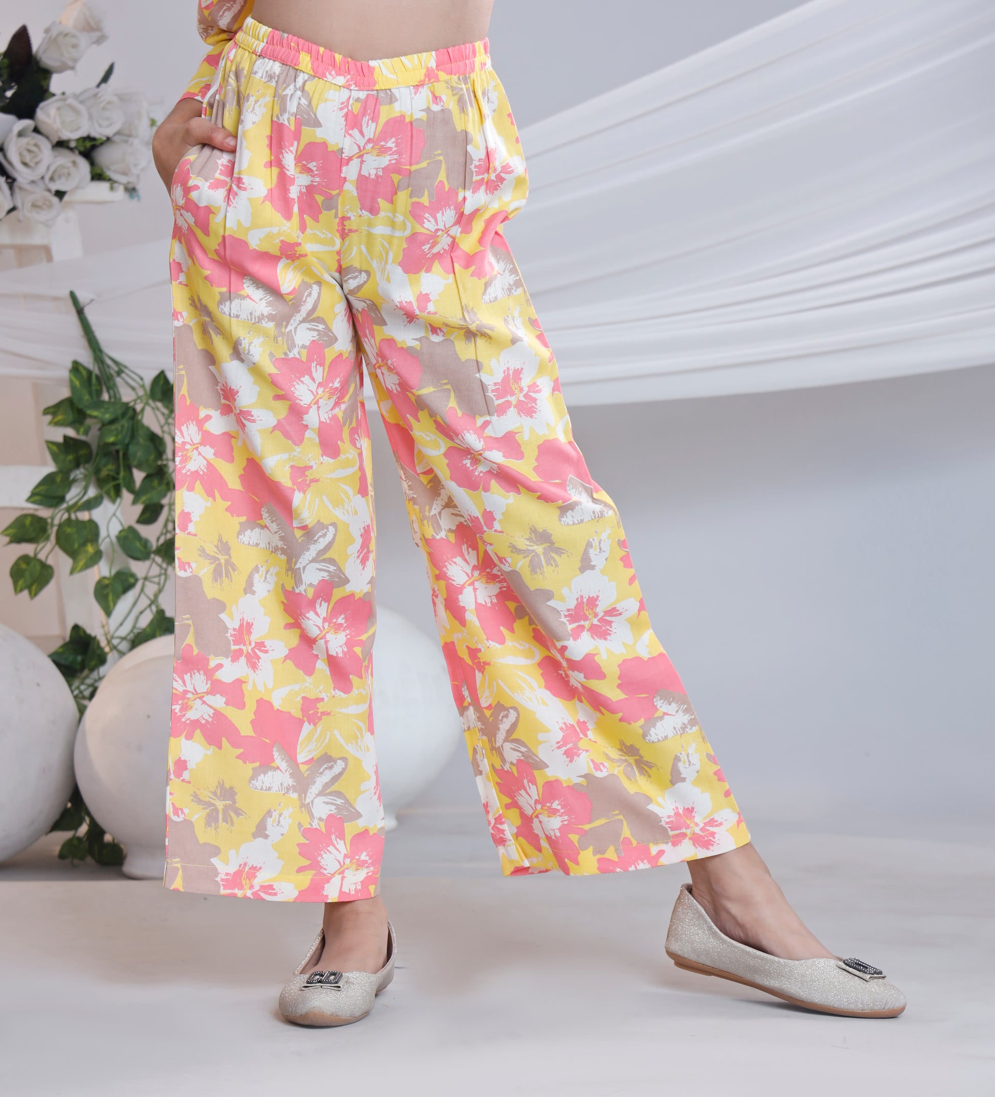 Misbis Girl's Printed Yellow Co-ord Set