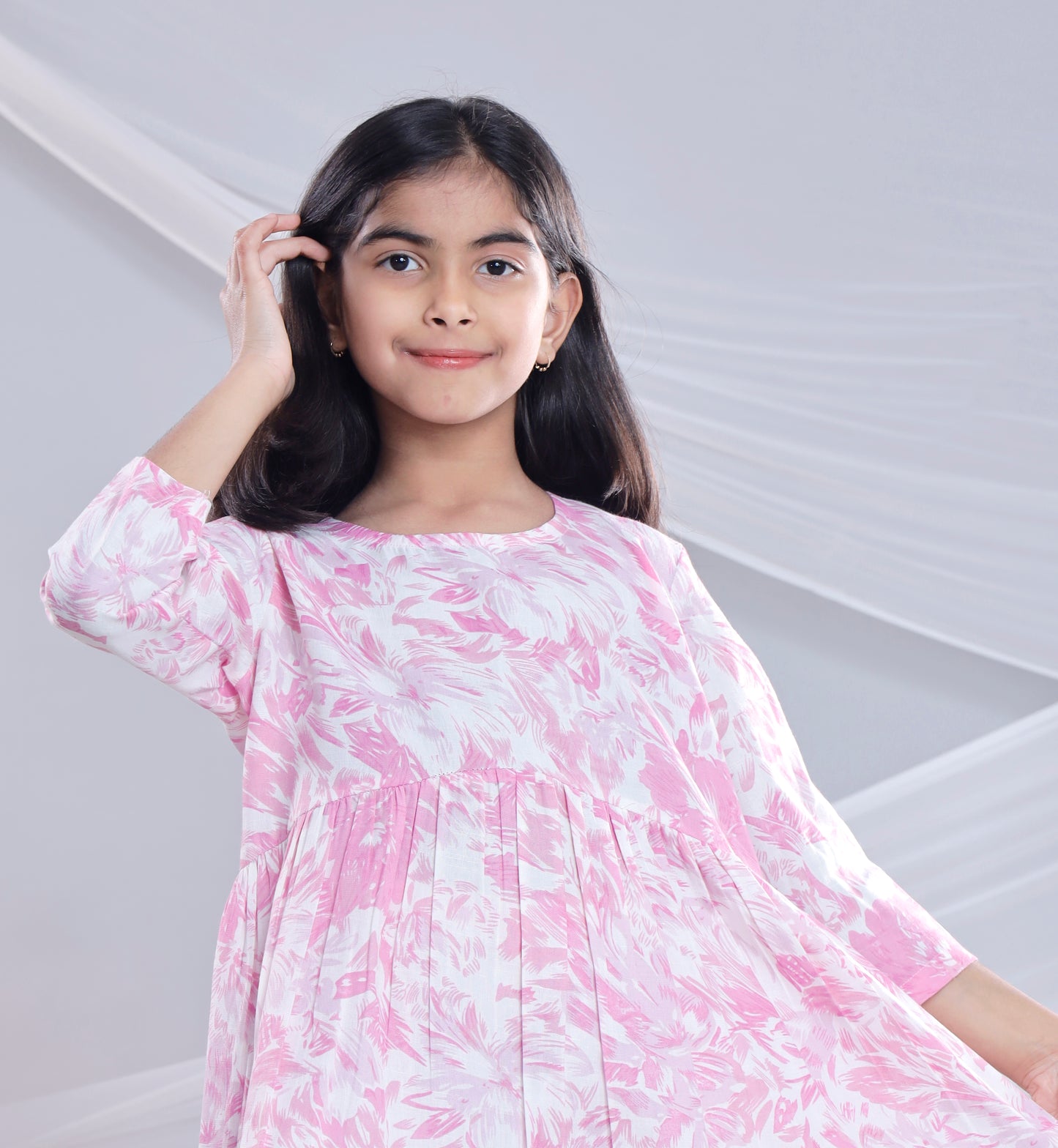 Misbis Girl's Printed Pink Co-ord Set