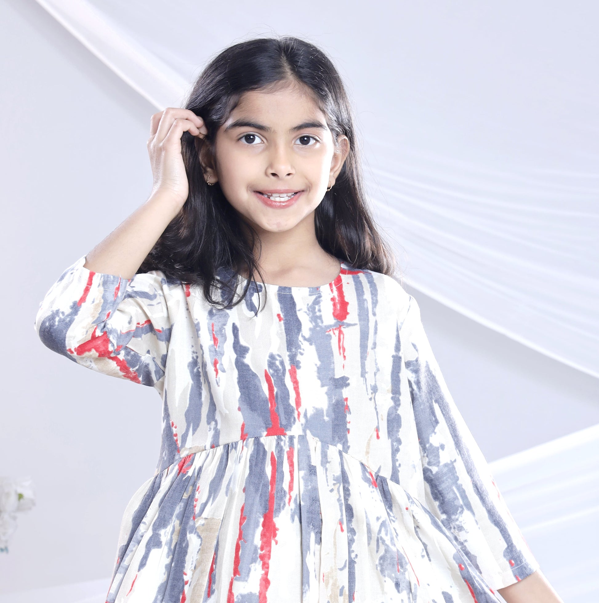 Misbis Girl's Printed Grey Co-ord Set