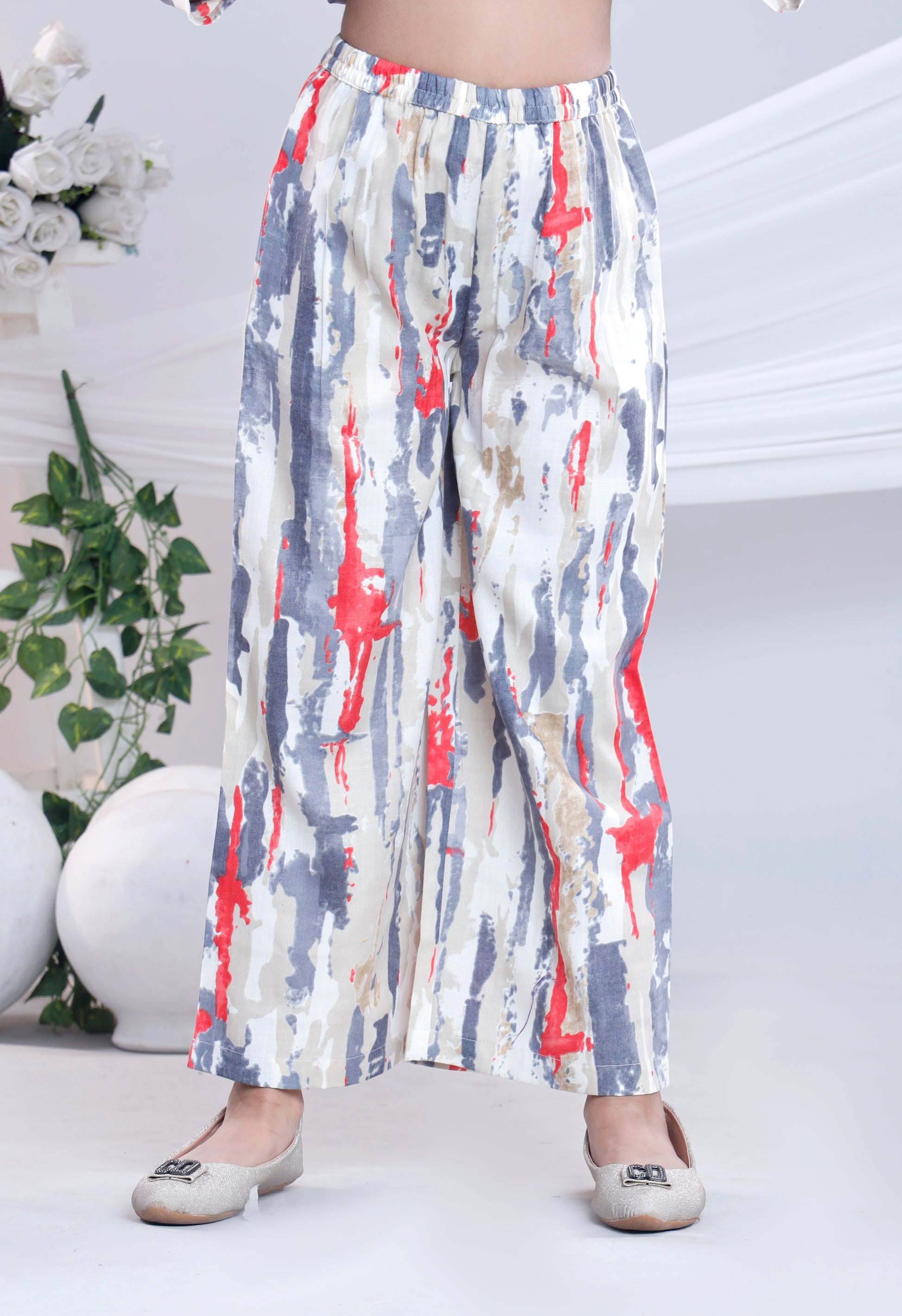 Misbis Girl's Printed Grey Co-ord Set