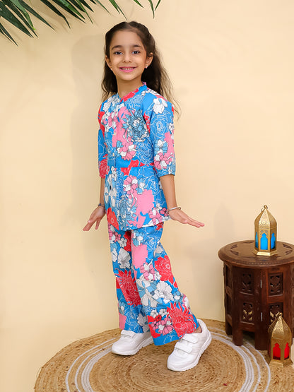 Misbis Girl's Floral Printed Co-ord set