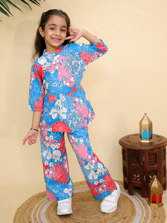 Misbis Girl's Floral Printed Co-ord set