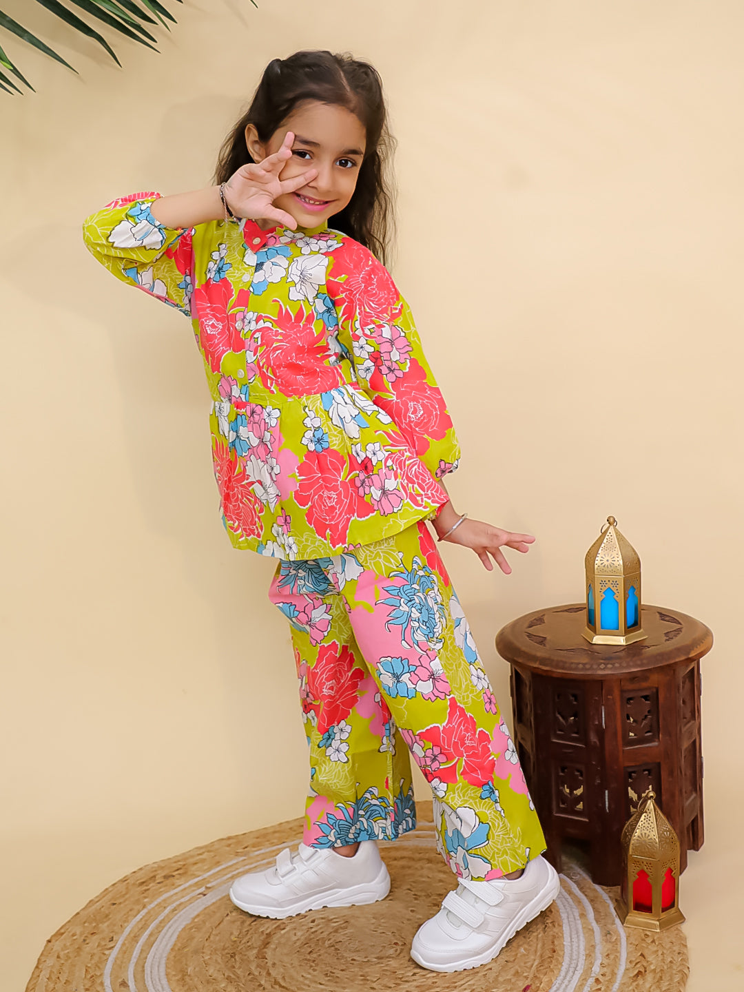 Misbis Girl's Floral Printed Co-ord set