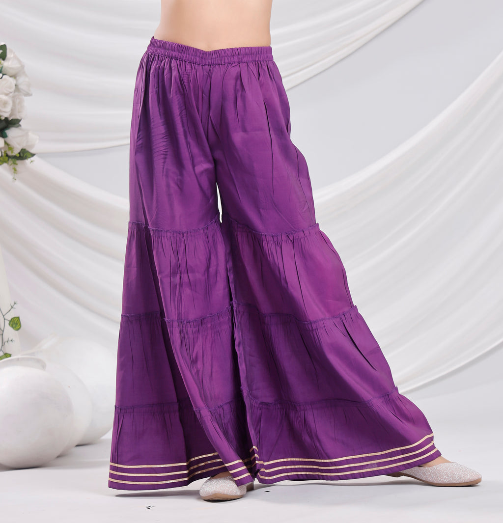 Misbis Girl's Sequence Work Kurta Sharara Dupatta Set