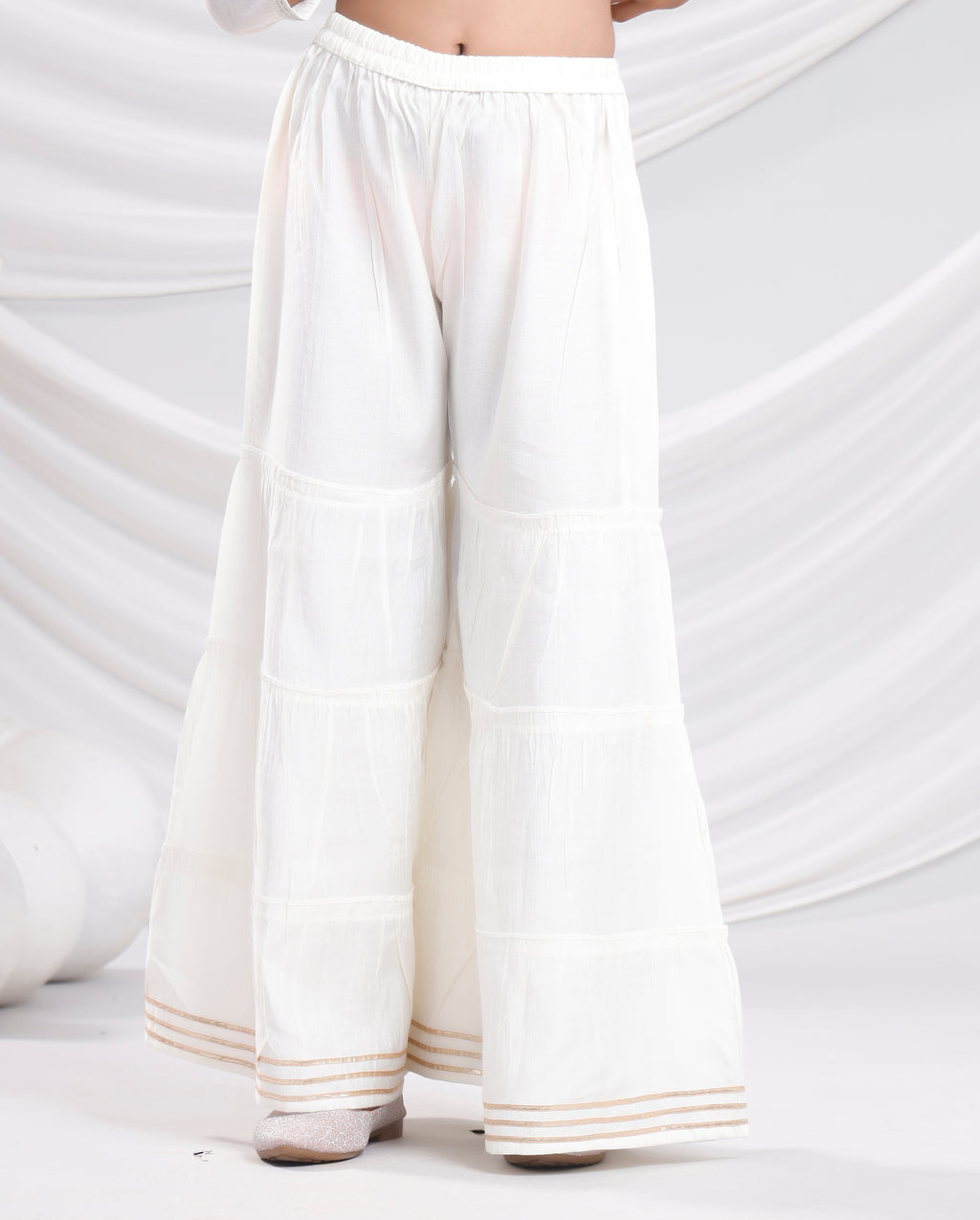 Misbis Girl's Sequence Work Kurta Sharara Dupatta Set