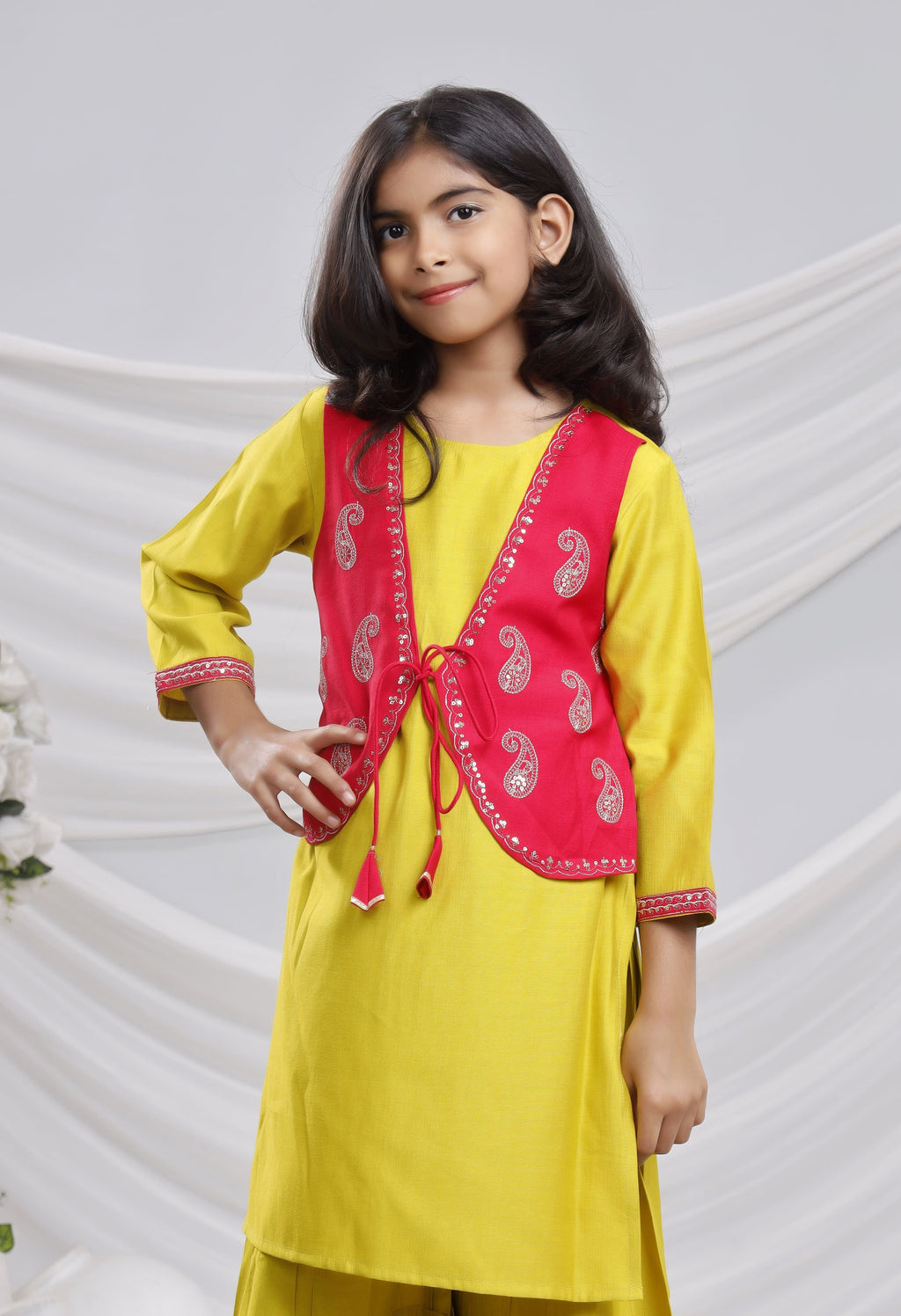 Misbis Girl's Sequence Work Kurta Sharara Set