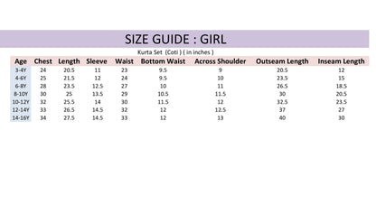 Misbis Girl's Sequence Work Kurta Sharara Set