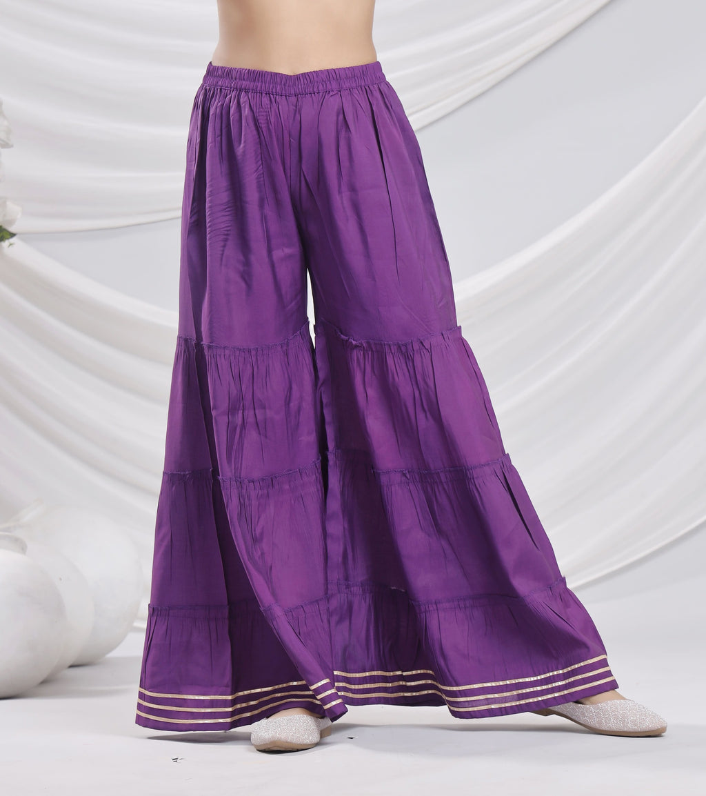 Misbis Girl's Sequence Work Kurta Sharara Dupatta Set