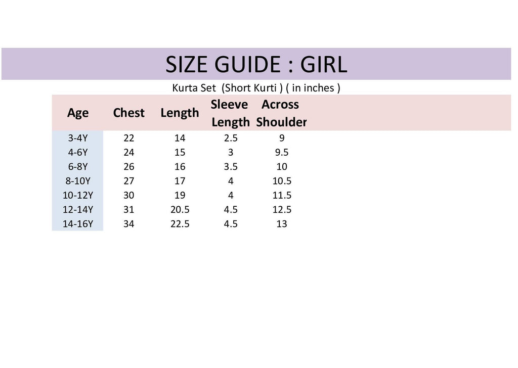 Misbis Girls Floral  Embroidery Short Kurti