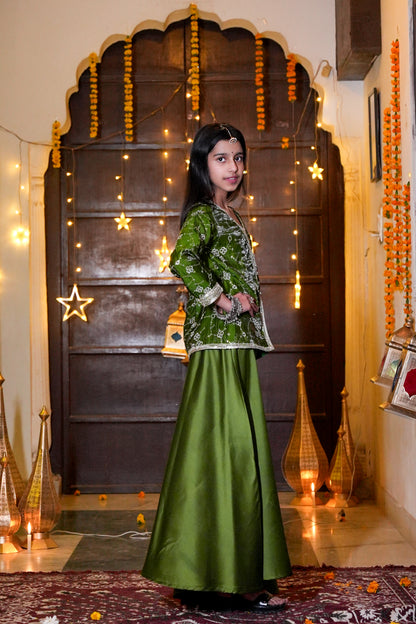 The Emerald Bloom Silver-Embroidered Festive Kurta & Palazzo Set