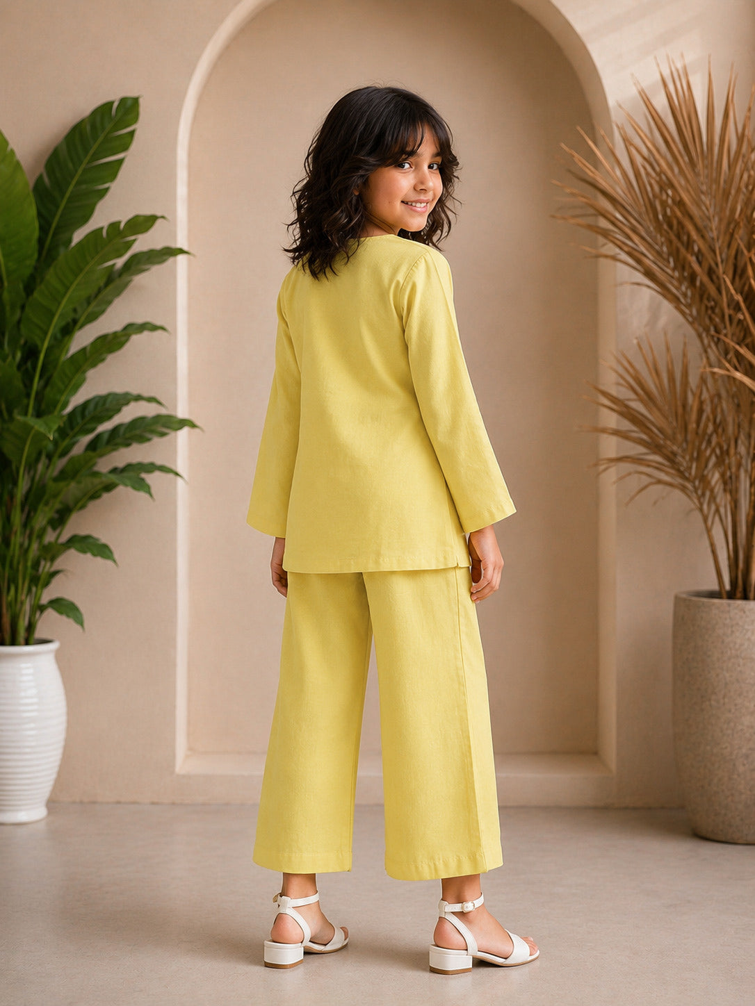 Yellow Floral Embroidered Kurta Set