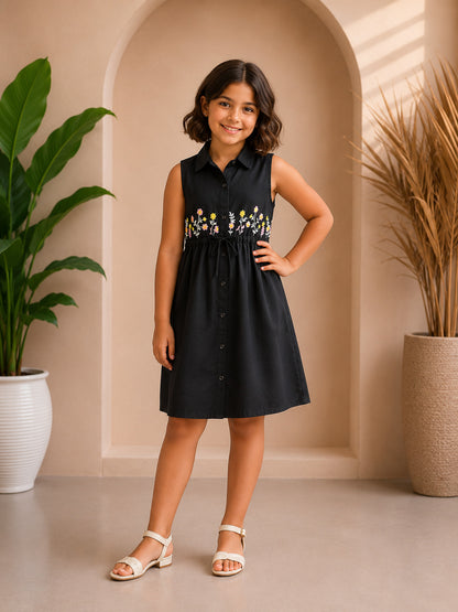 Misbis Embroidered Stylish Shirt Dress