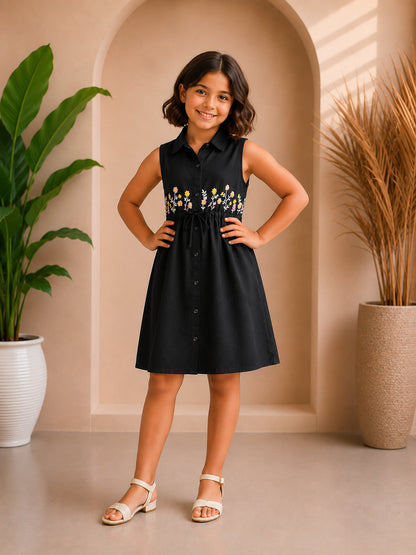 Misbis Embroidered Stylish Shirt Dress