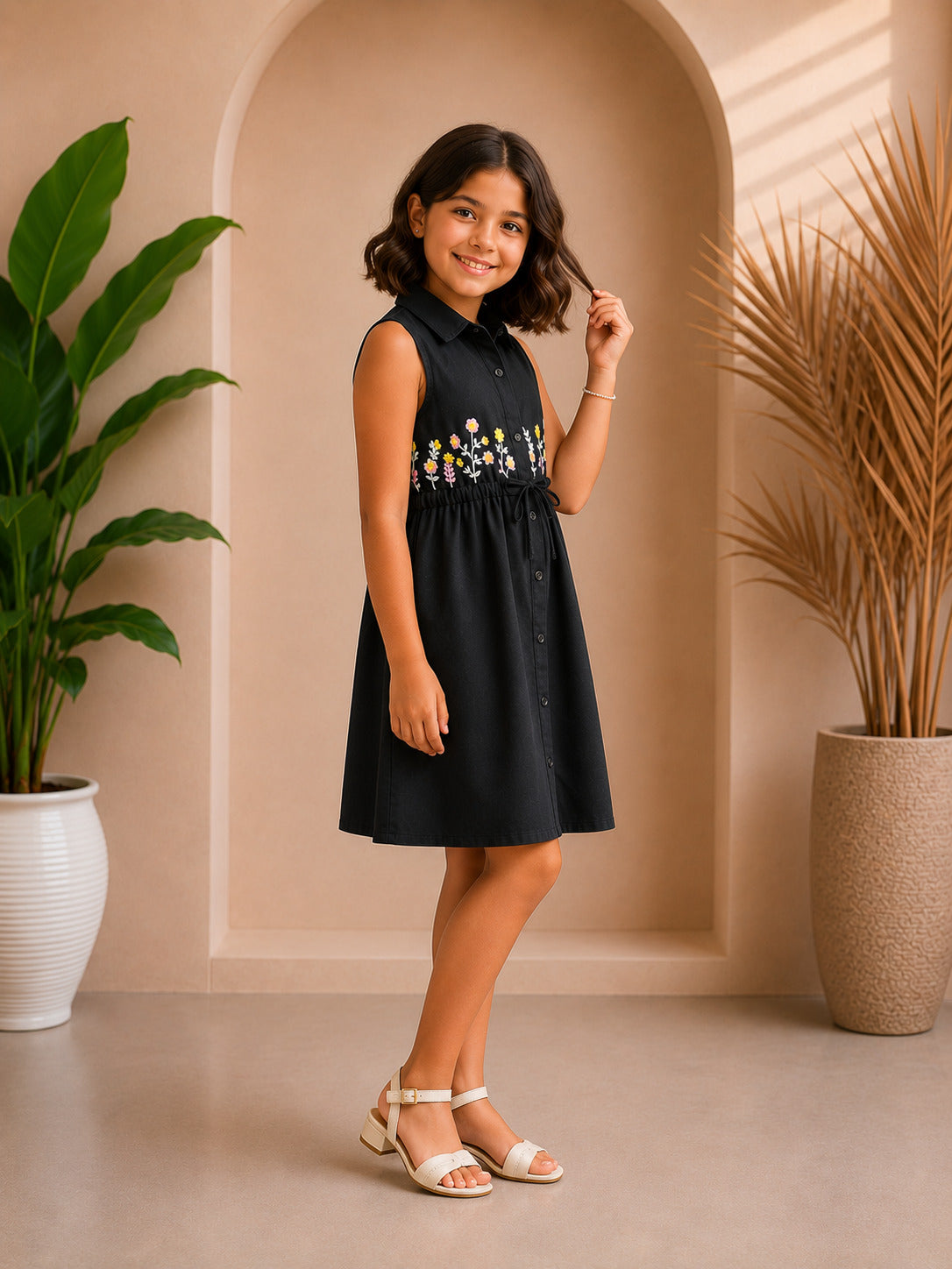 Misbis Embroidered Stylish Shirt Dress