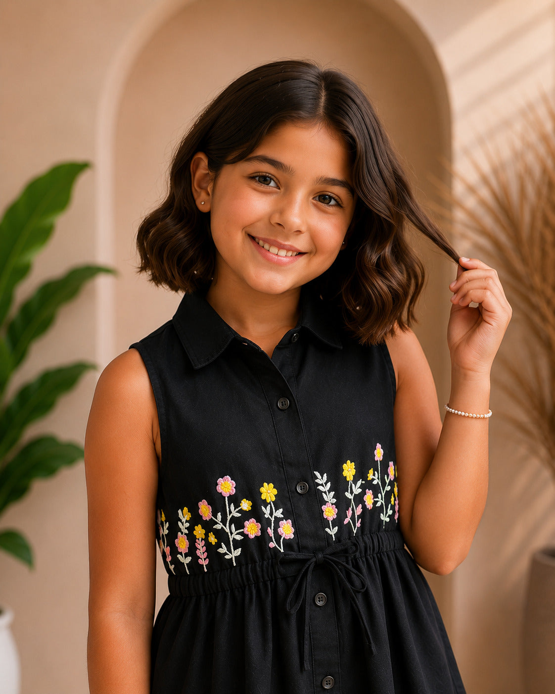 Misbis Embroidered Stylish Shirt Dress