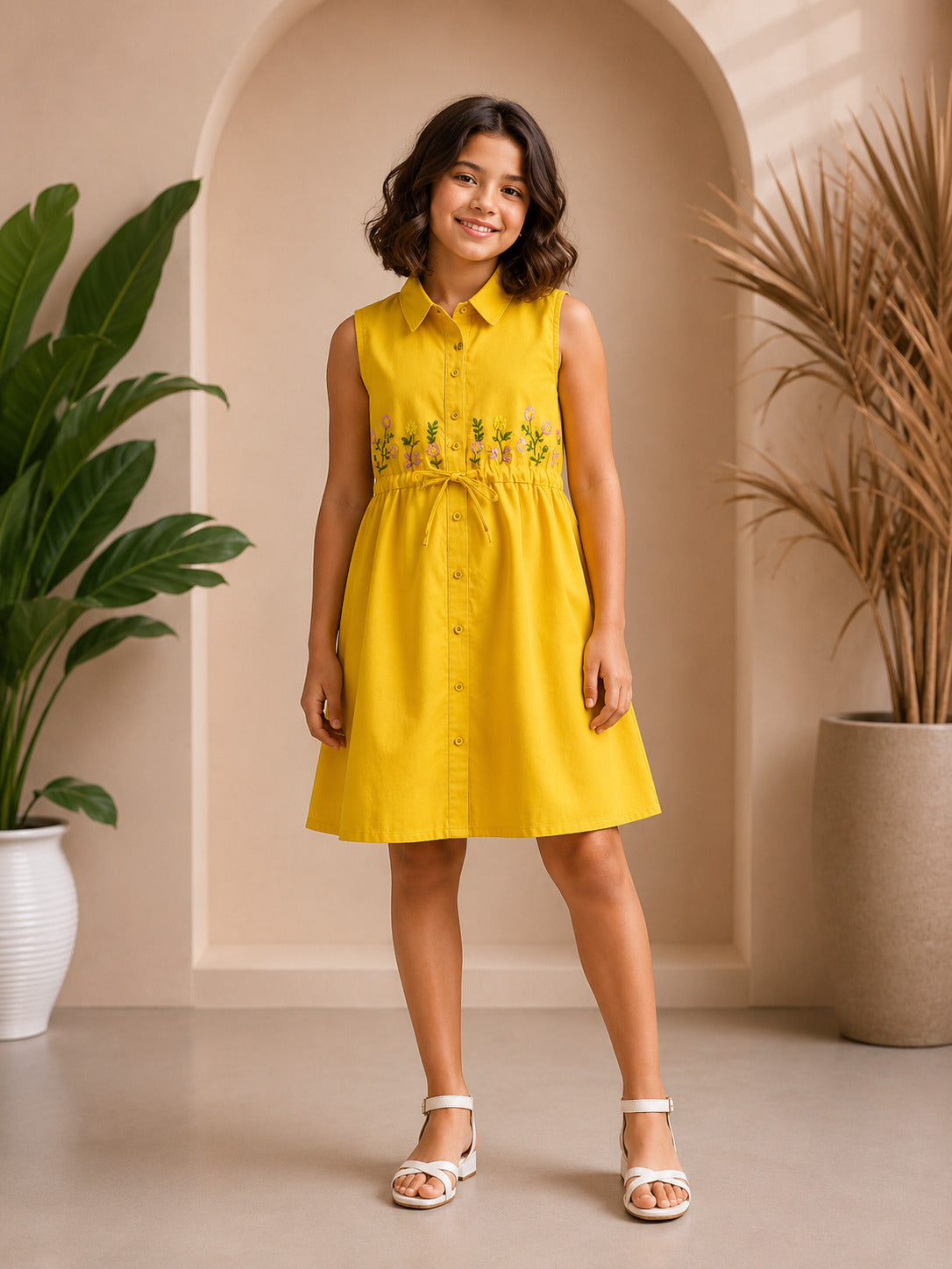 Misbis Embroidered Stylish Shirt Dress