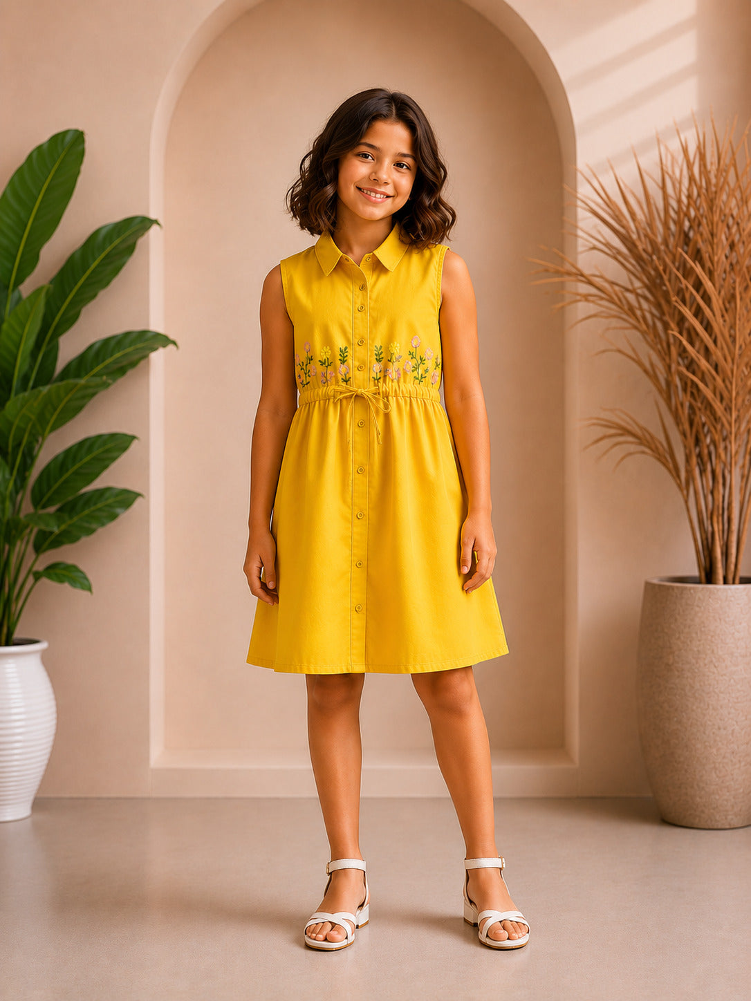 Misbis Embroidered Stylish Shirt Dress